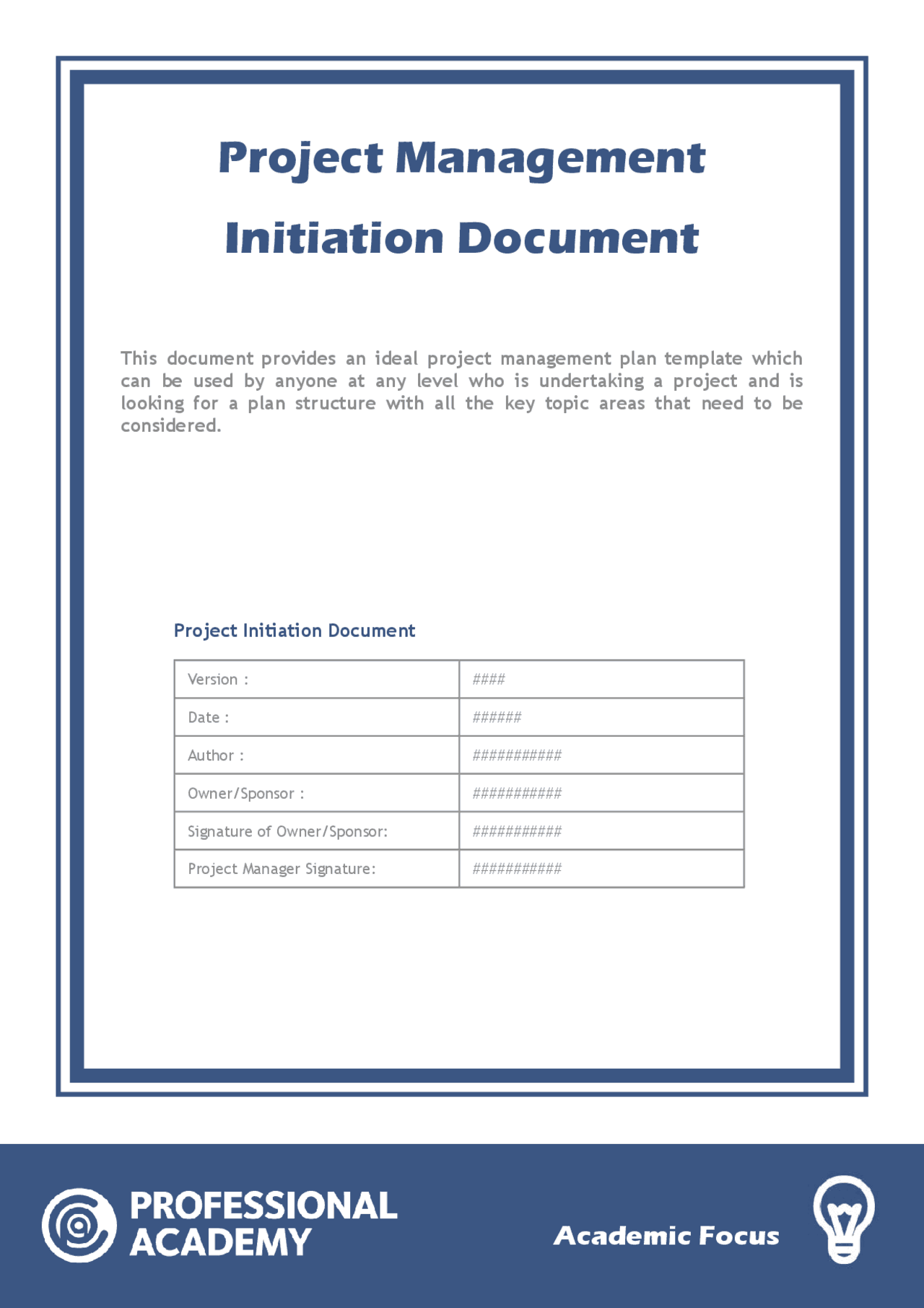 Project Management Initiation Document | Study notes Project Management ...