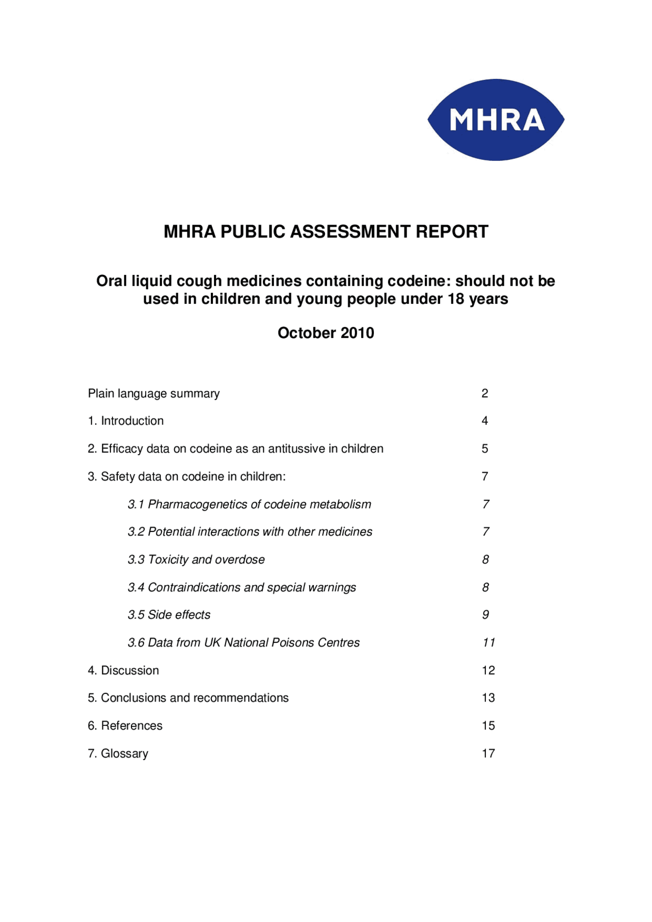 MHRA PUBLIC ASSESSMENT REPORT | Exercises Medicine | Docsity