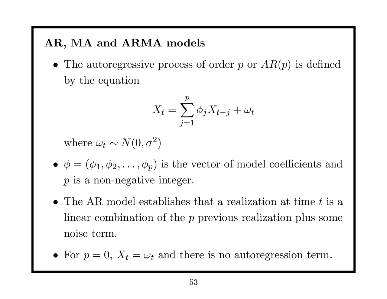 AR, MA and ARMA models • The autoregressive process of ... | Exams ...