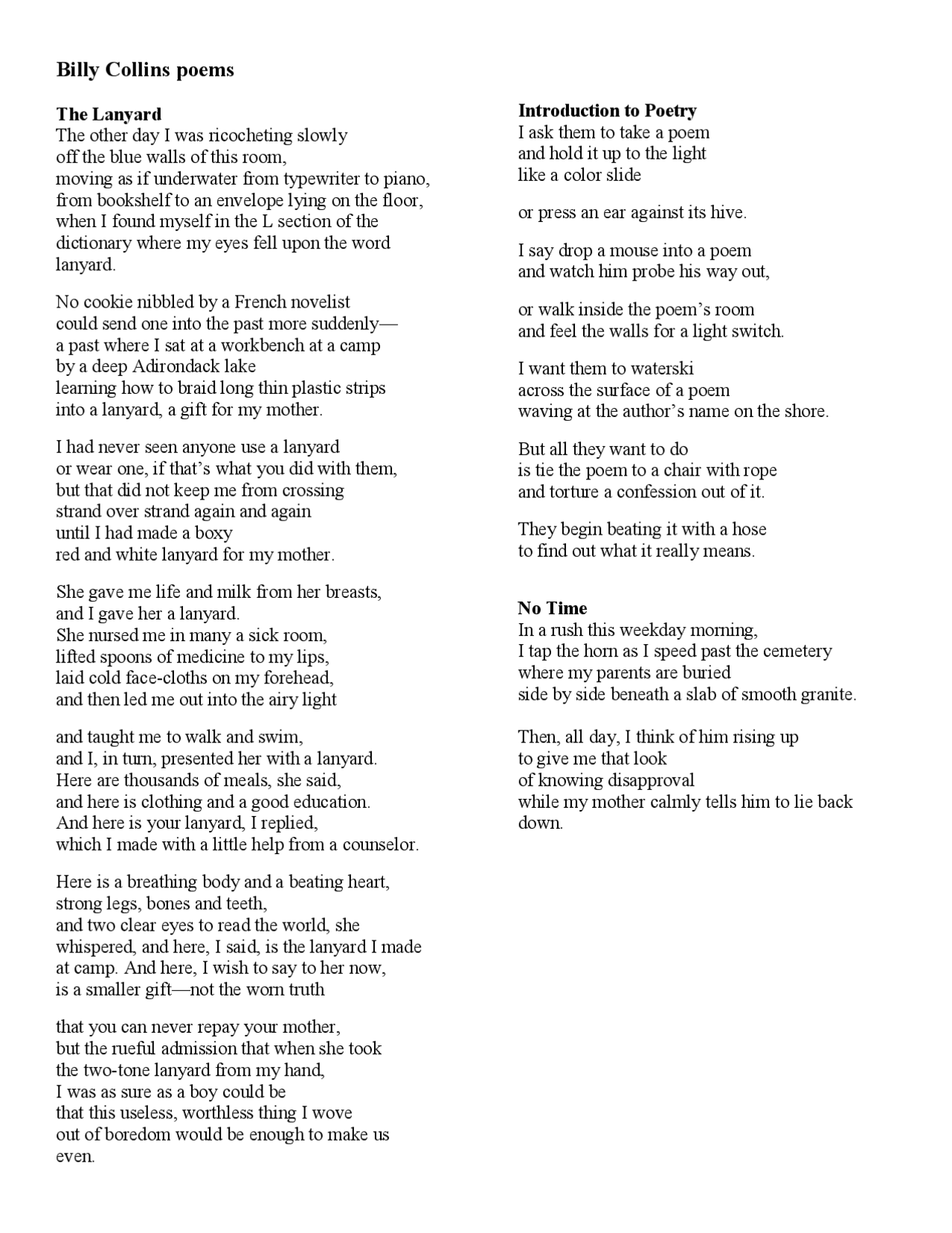 Billy Collins Poems Study Notes Dance Docsity Billy collins poems study notes dance docsity