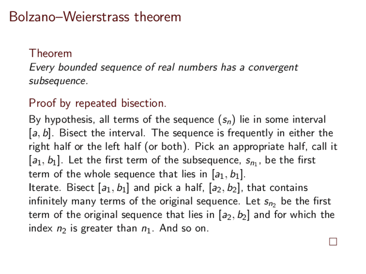 BolzanoWeierstrass theorem Schemes and Mind Maps Construction Docsity
