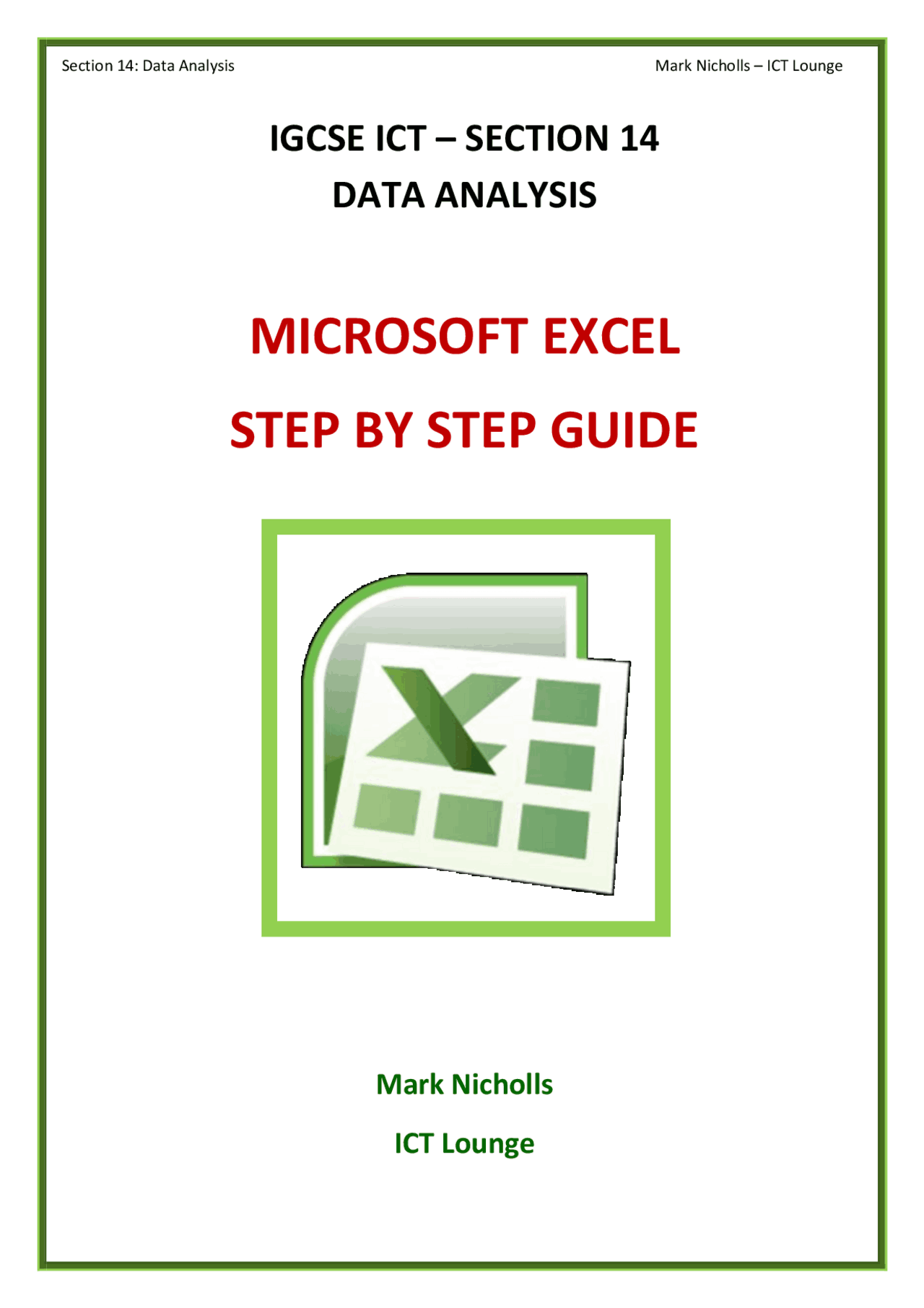 Instructions Examples For Excel File MICROSOFT EXCEL STEP BY STEP GUIDE | Summaries Printing | Docsity