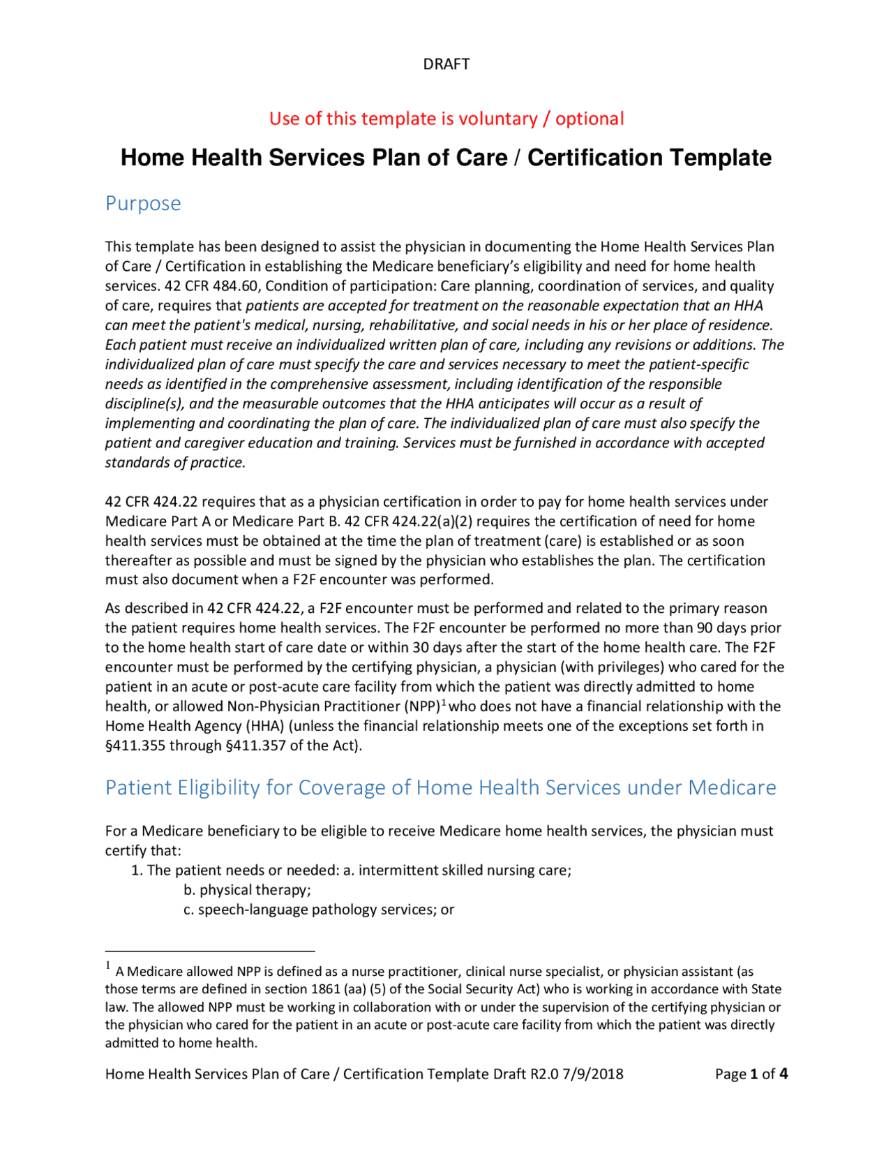 Home Health Services Plan of Care | Study notes Nursing | Docsity
