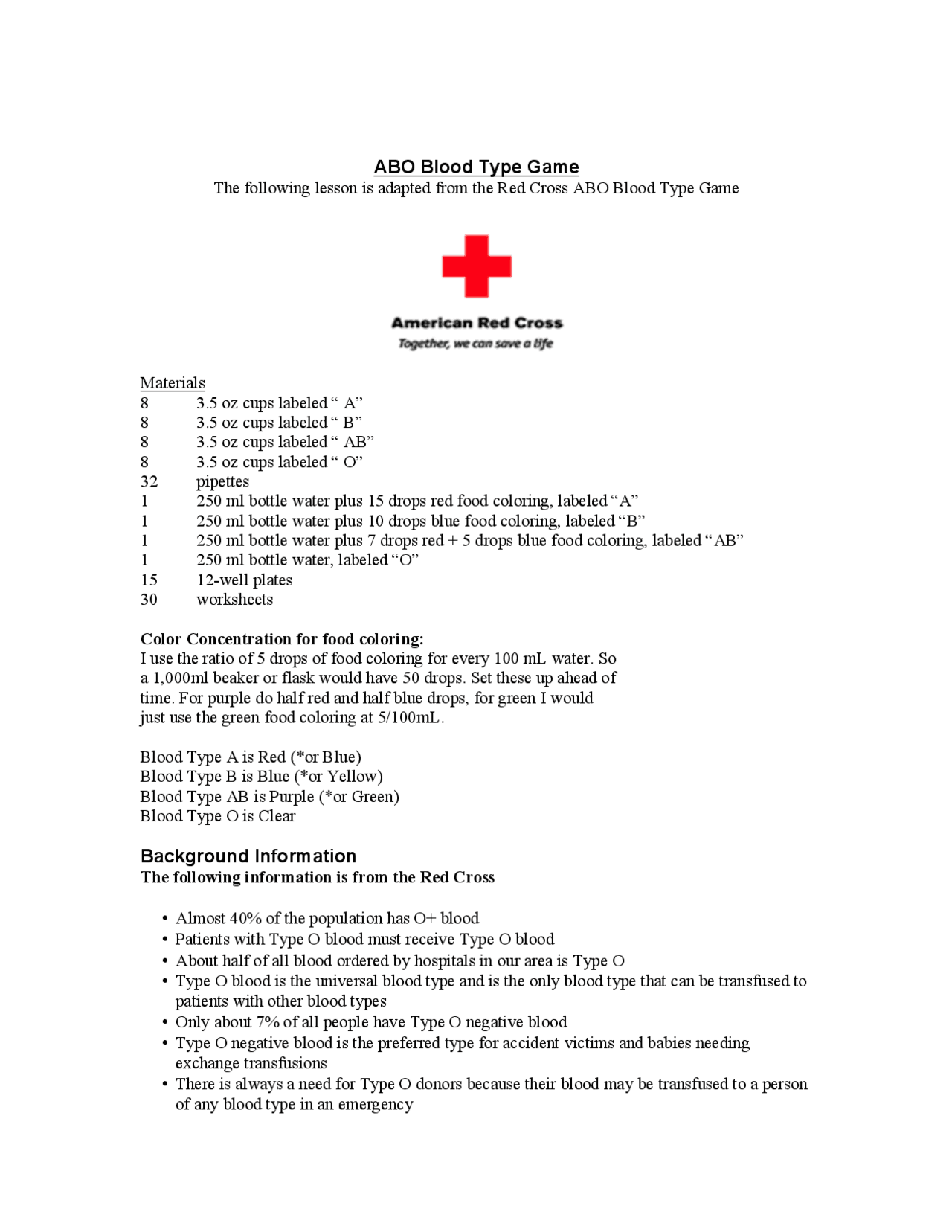 ABO Blood Type Game Background Information | Study notes Personal ...