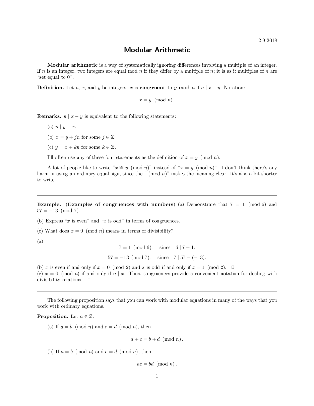 Modular-arithmetic.pdf | Study Guides, Projects, Research Calculus ...