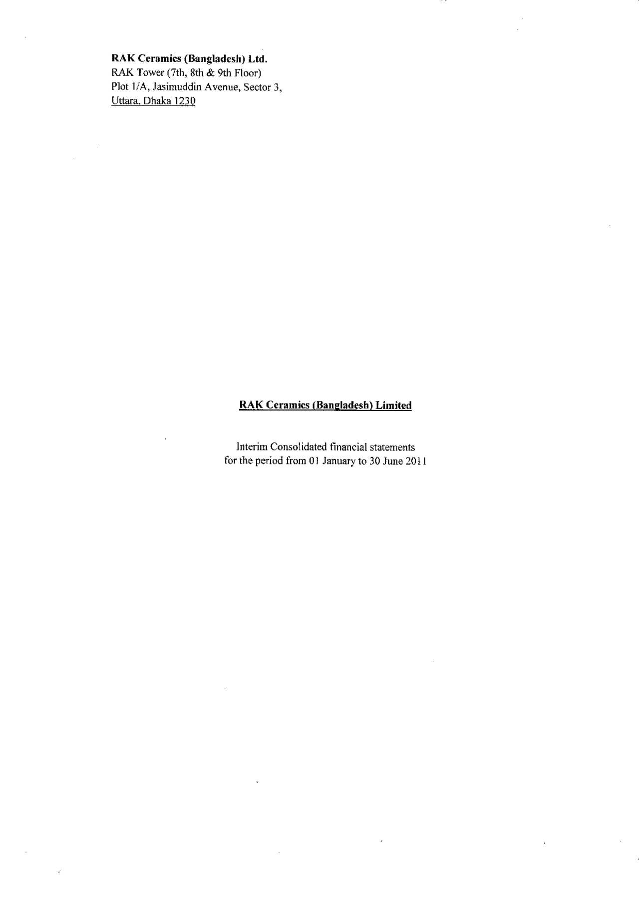 RAK Ceramics (Bangladesh) Ltd. | Exercises Accounting | Docsity