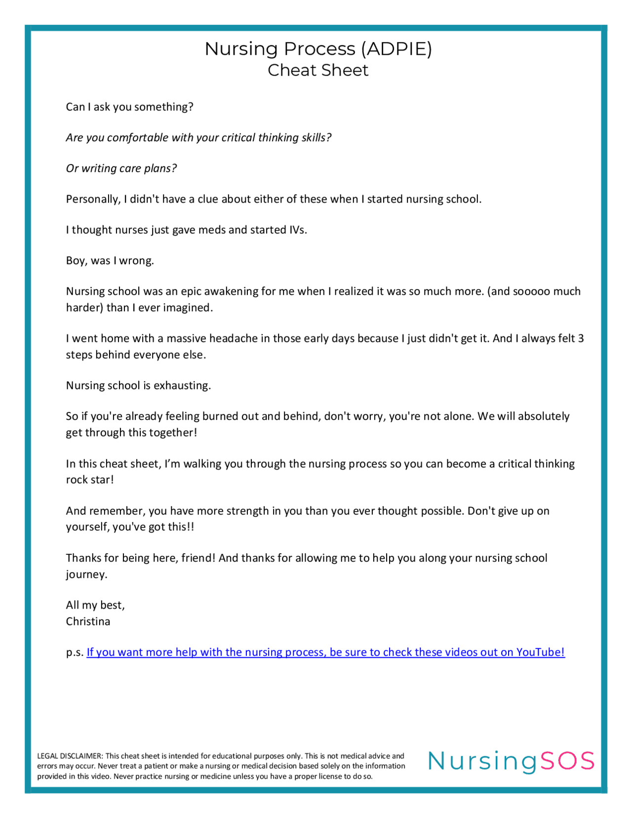 Nursing Process (ADPIE) Cheat Sheet | Study notes Nursing | Docsity