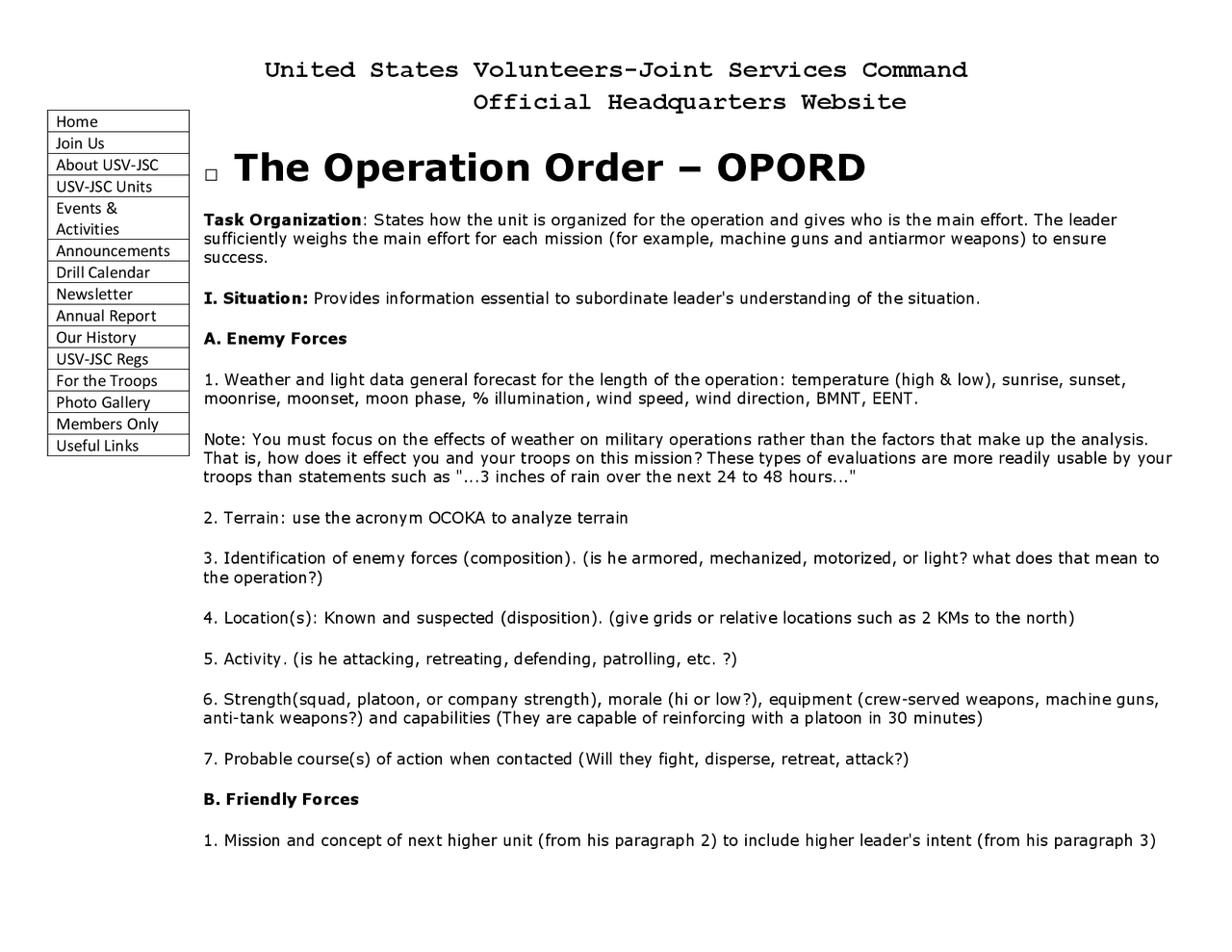 The Operation Order – OPORD | Study notes Communication | Docsity