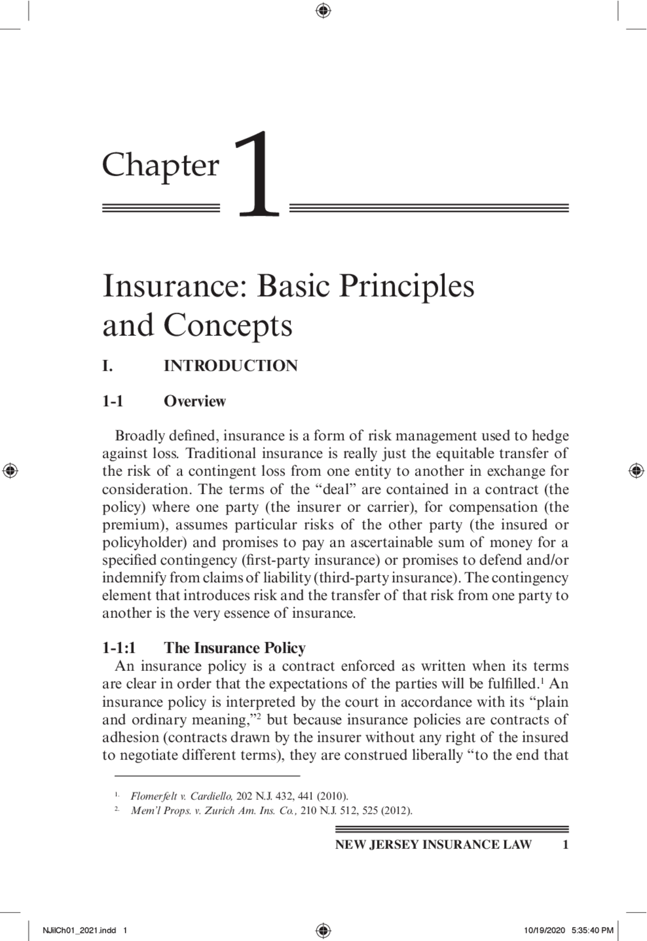 Chapter 1 Insurance: Basic Principles and Concepts | Slides Law | Docsity