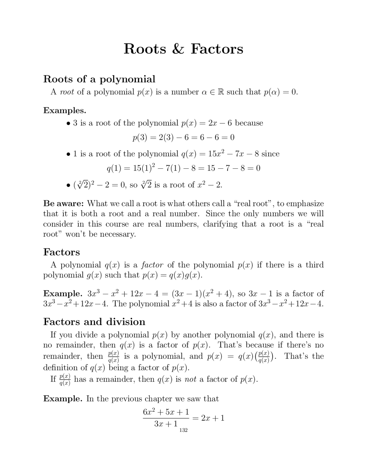 Roots & Factors | Slides Pre-Calculus | Docsity