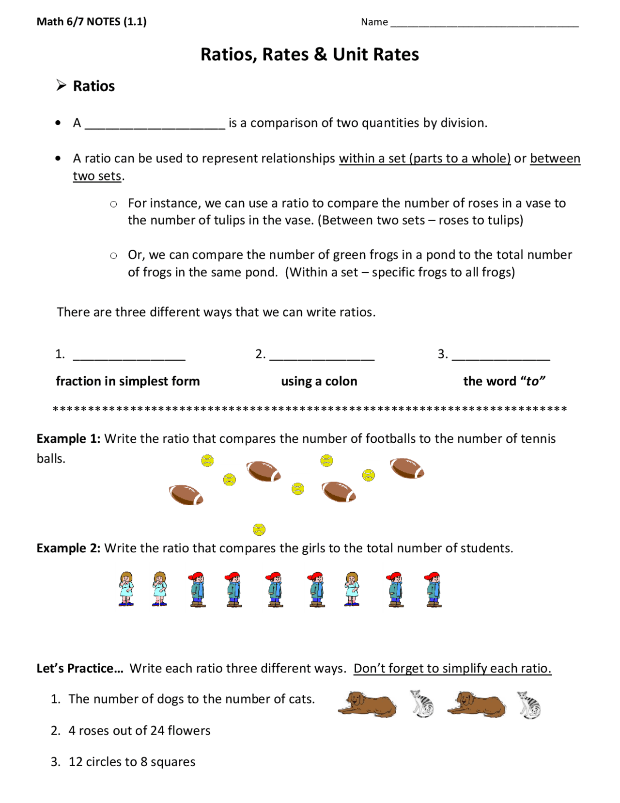 Ratios, Rates & Unit Rates | Study notes Educational Mathematics | Docsity