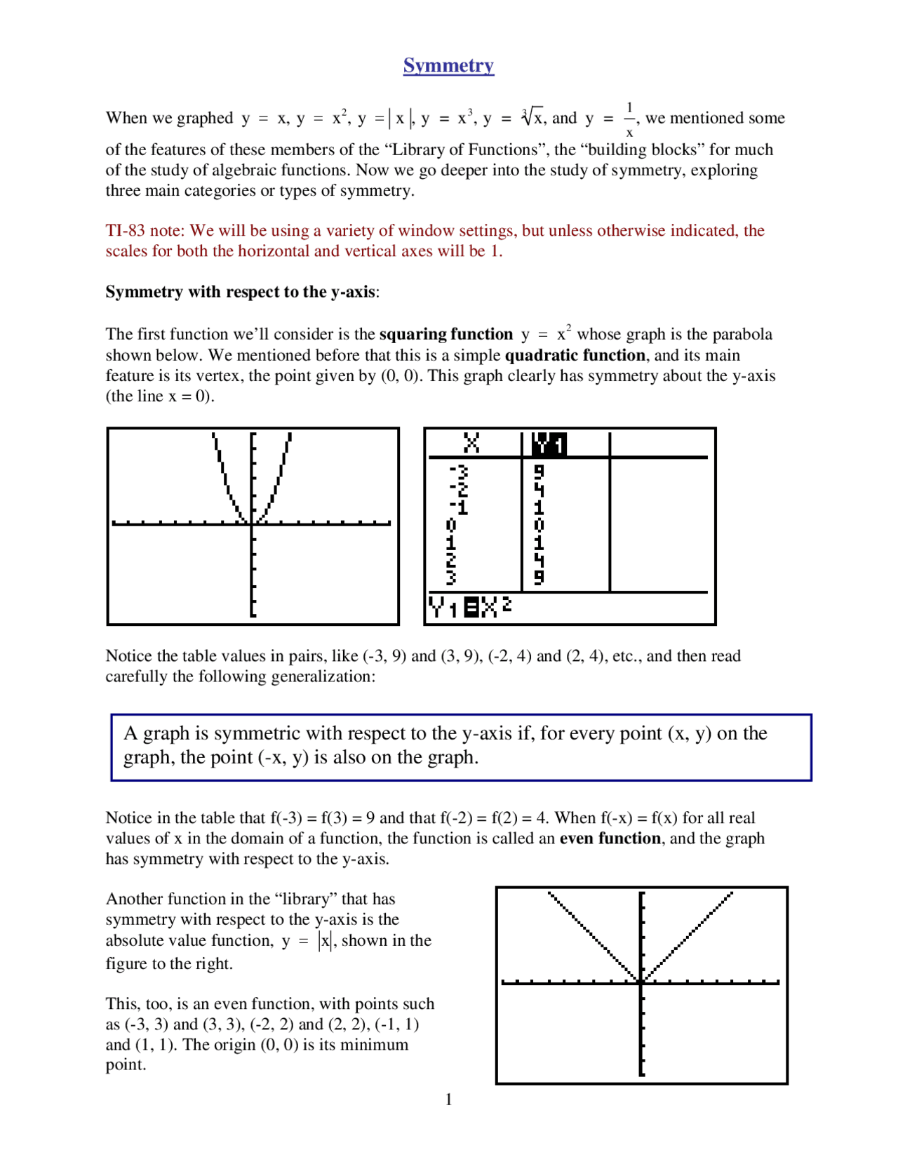 Symmetry.pdf | Lecture notes Calculus | Docsity