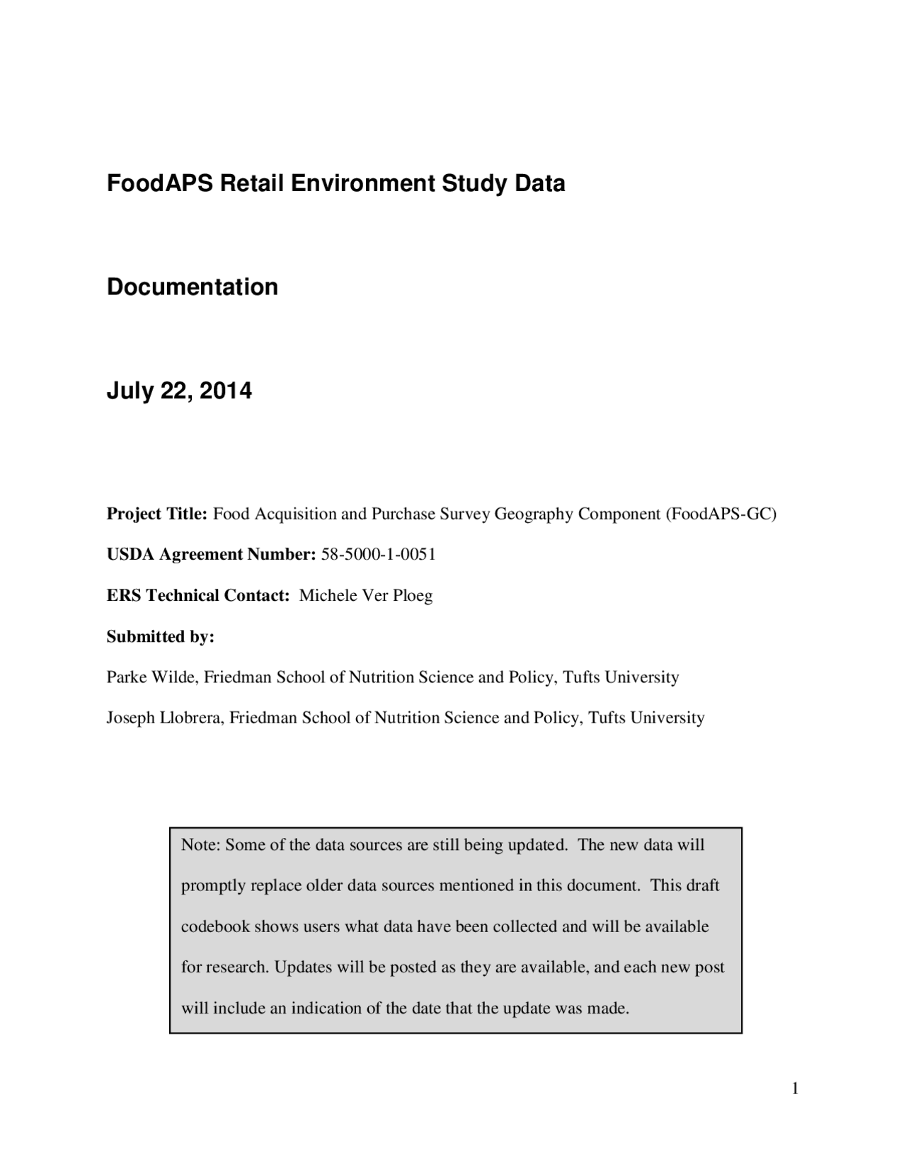FoodAPS Retail Environment Study Data Documentation | Summaries ...