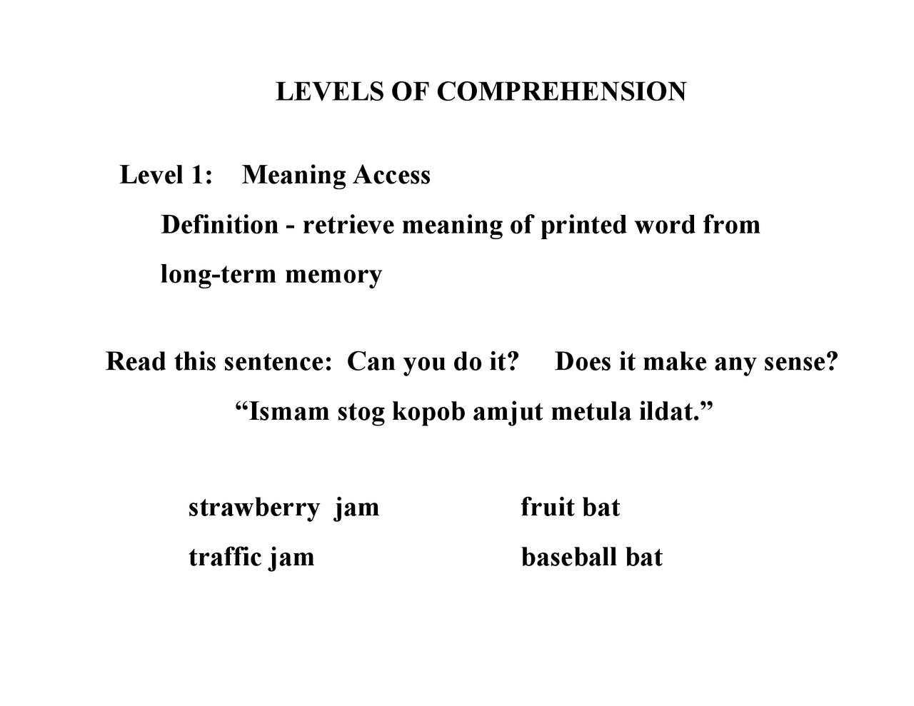 Meaning Access Definition | Study notes Grammar and Composition | Docsity