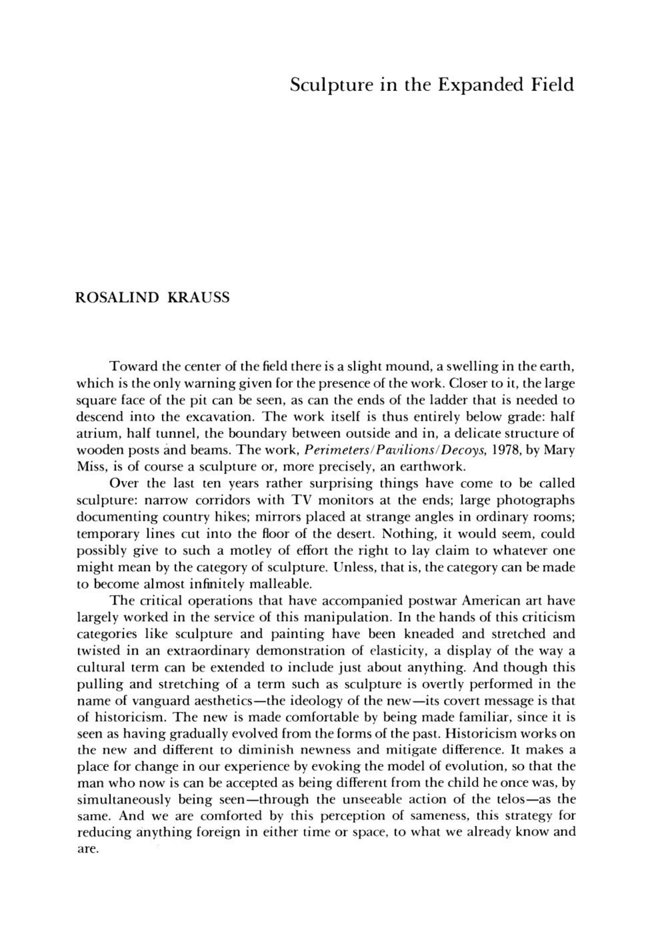 Sculpture in the Expanded Field Lecture notes Sculpture Docsity