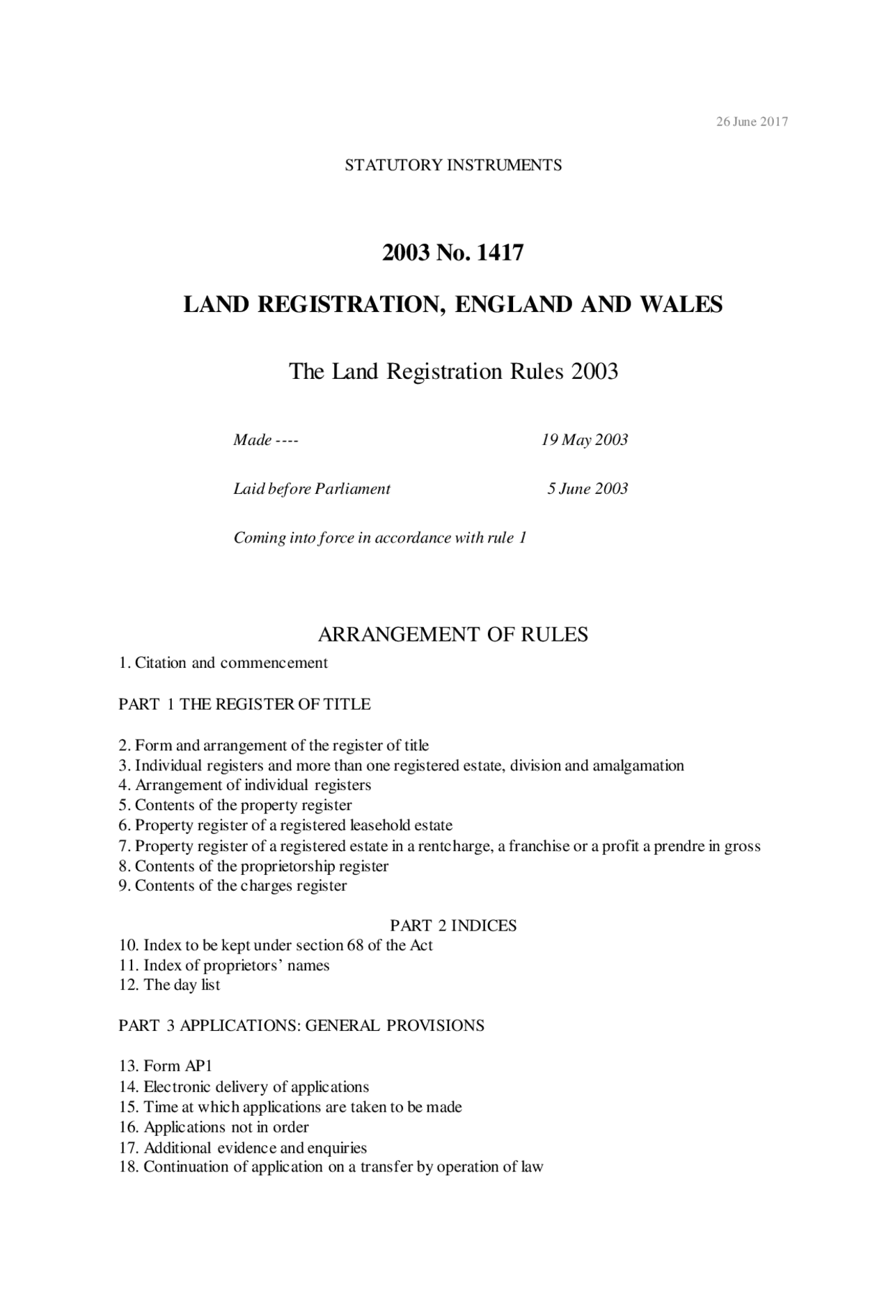 Land Registration Rules 2003 Lecture notes Business Docsity