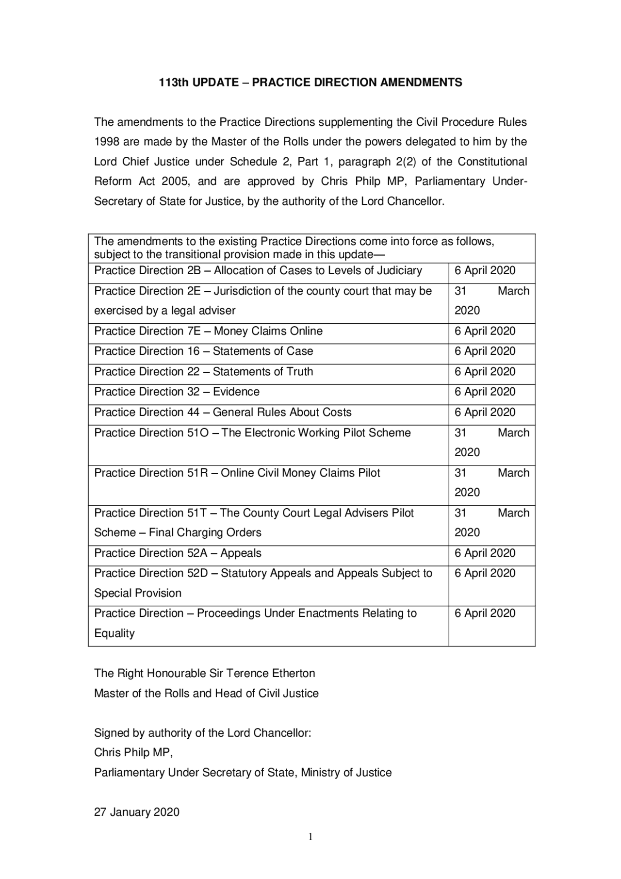 113th UPDATE – PRACTICE DIRECTION AMENDMENTS | Lecture notes Civil ...