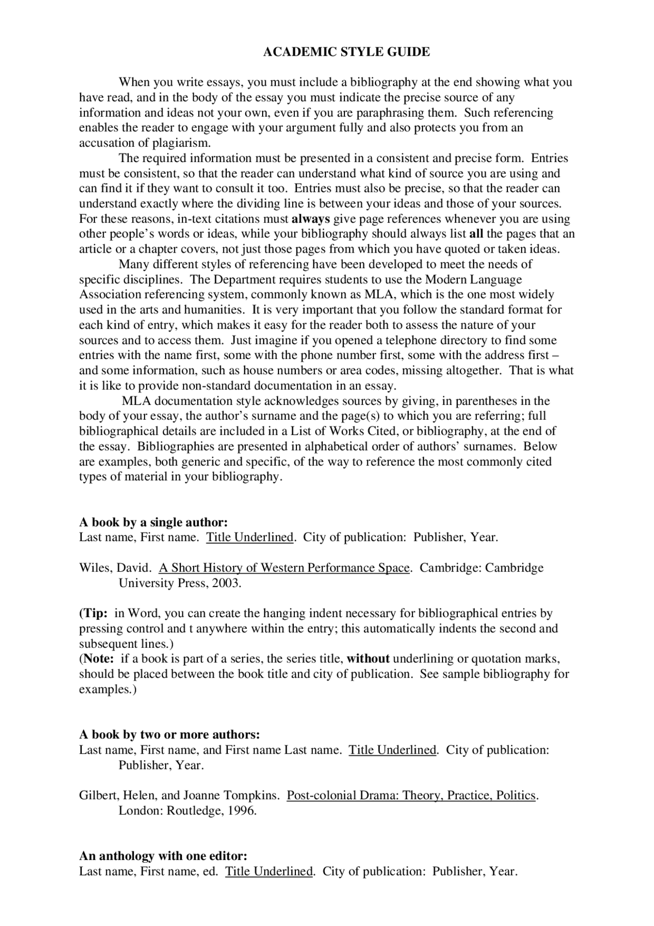 Essay Writing Style Guide ACADEMIC STYLE GUIDE When you write essays, you must ... | Exams ...