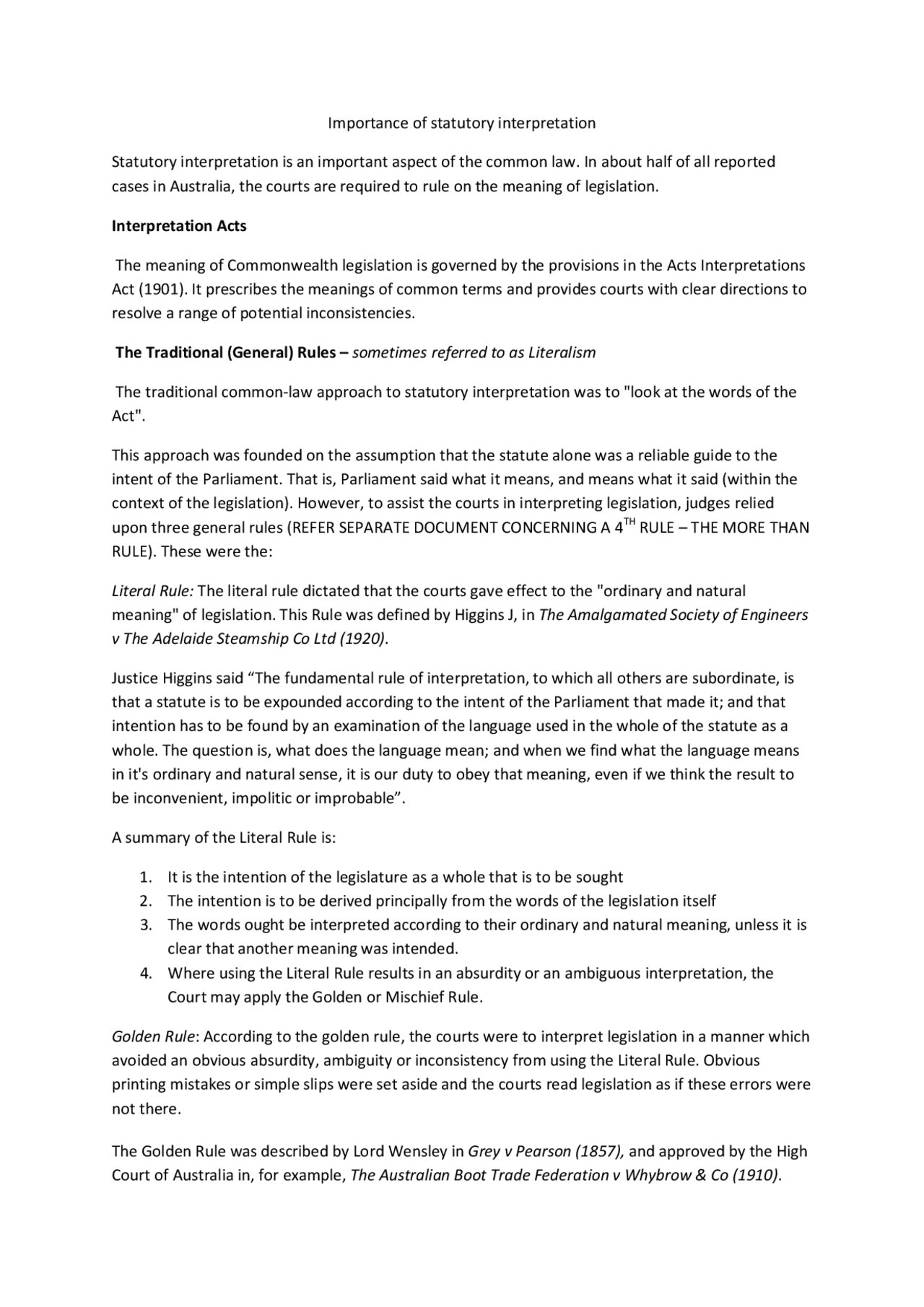 Importance of statutory interpretation | VoxGroup | Study notes Law ...
