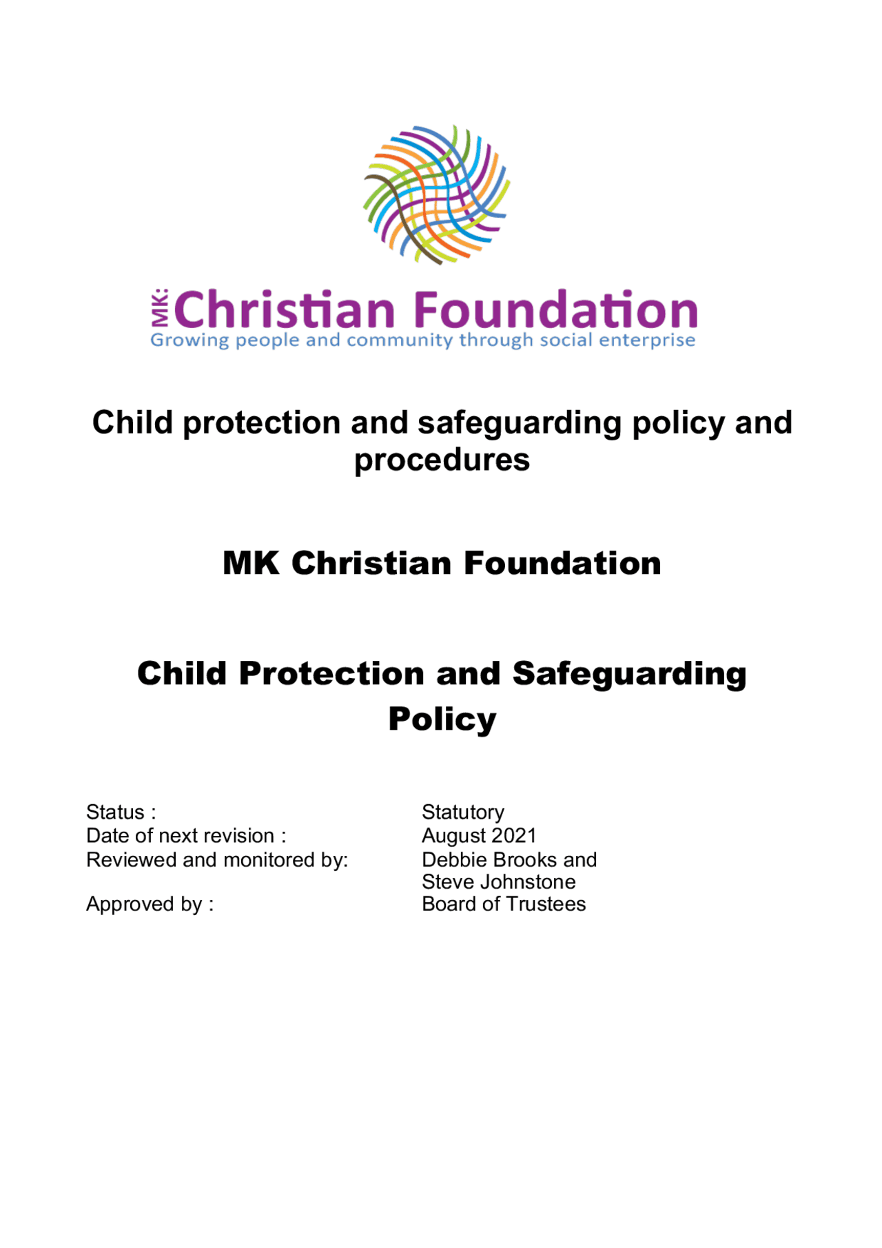 Child protection and safeguarding policy and procedures MK ... | Study ...