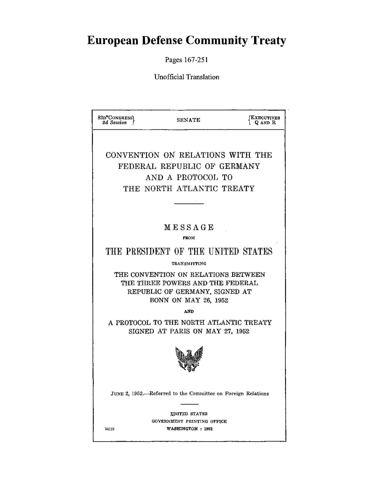 European Defense Community Treaty Summaries Law Docsity