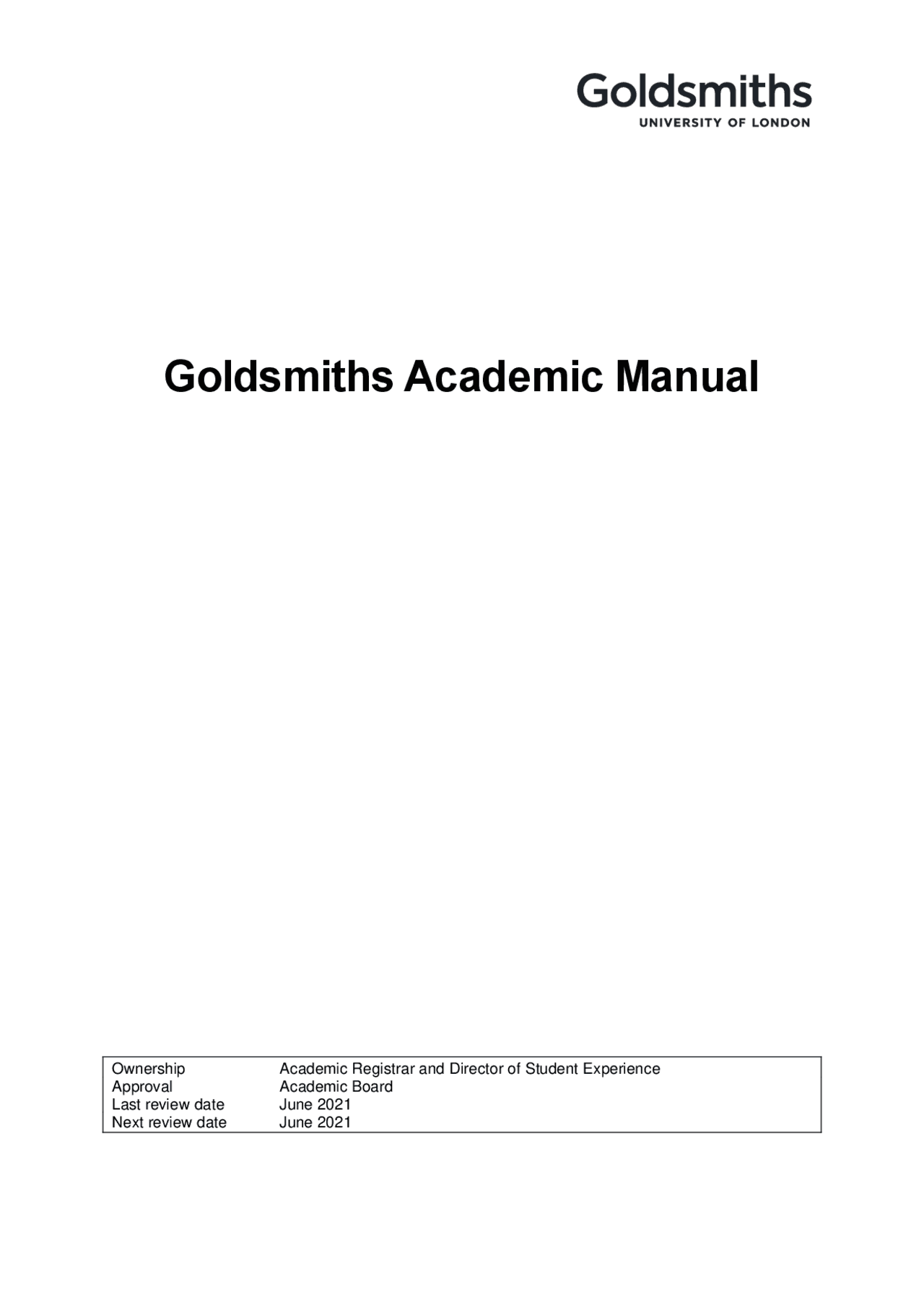 Goldsmiths Academic Manual Study notes Ethics Docsity
