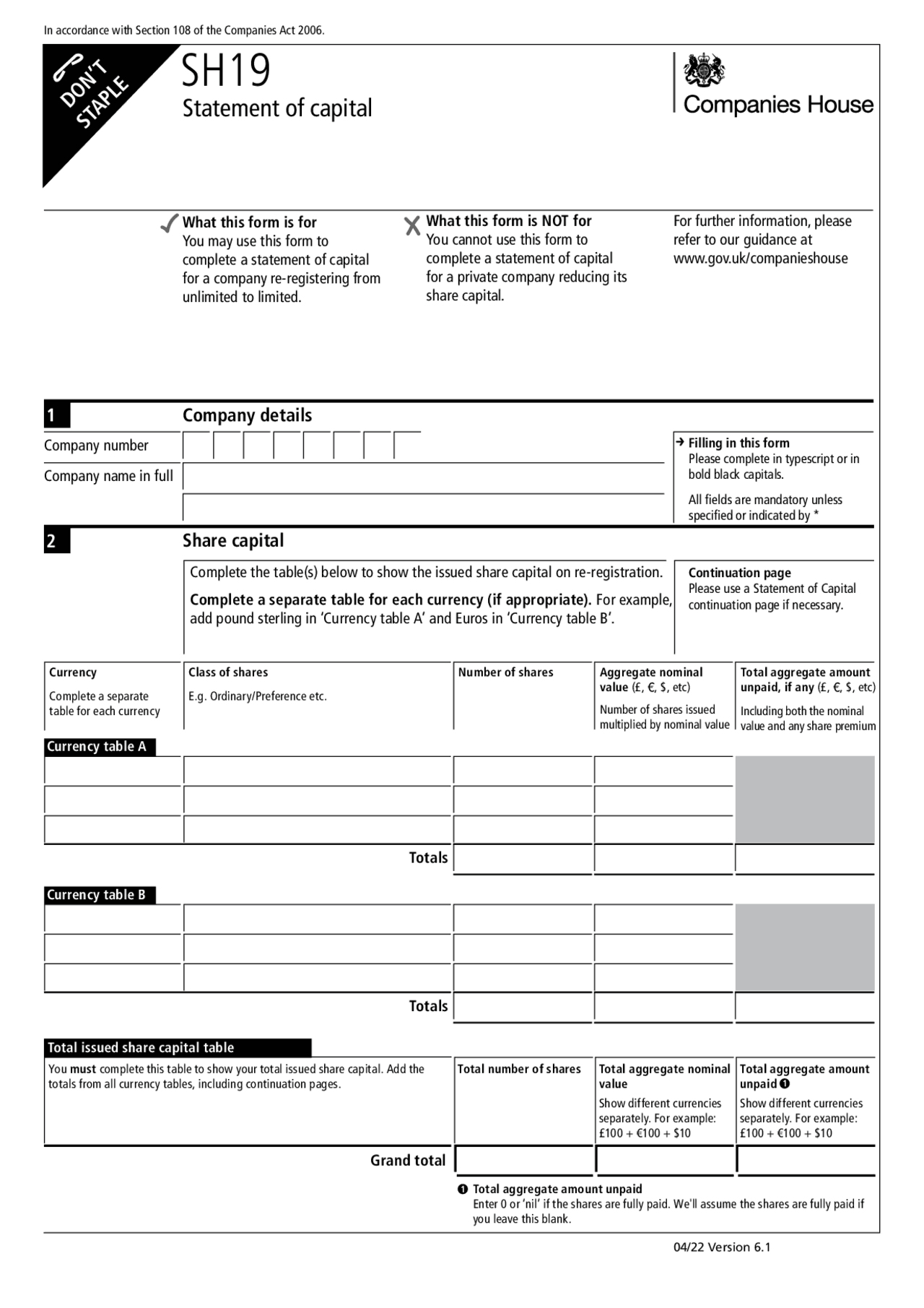 SH19 Statement of capital | Lecture notes Organization Theory and ...