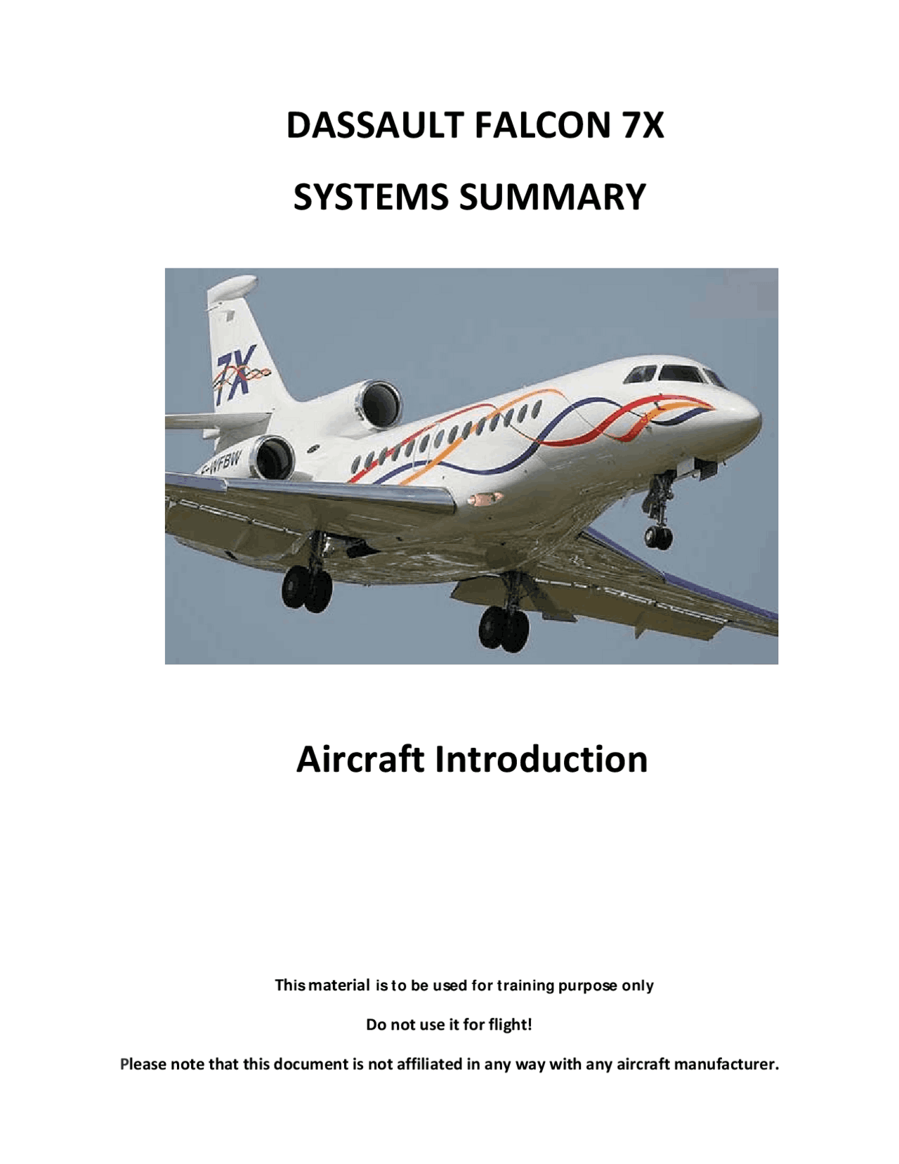 DASSAULT FALCON 7X SYSTEMS SUMMARY Aircraft ... | Lecture notes ...