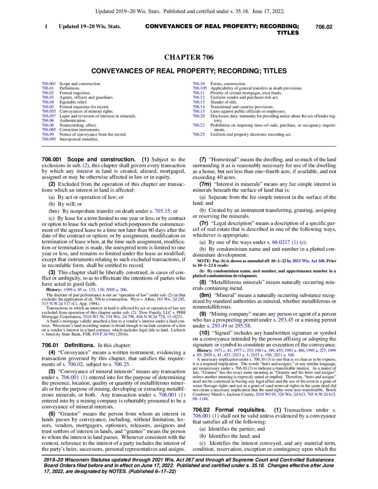CHAPTER 706 | Study notes Law | Docsity