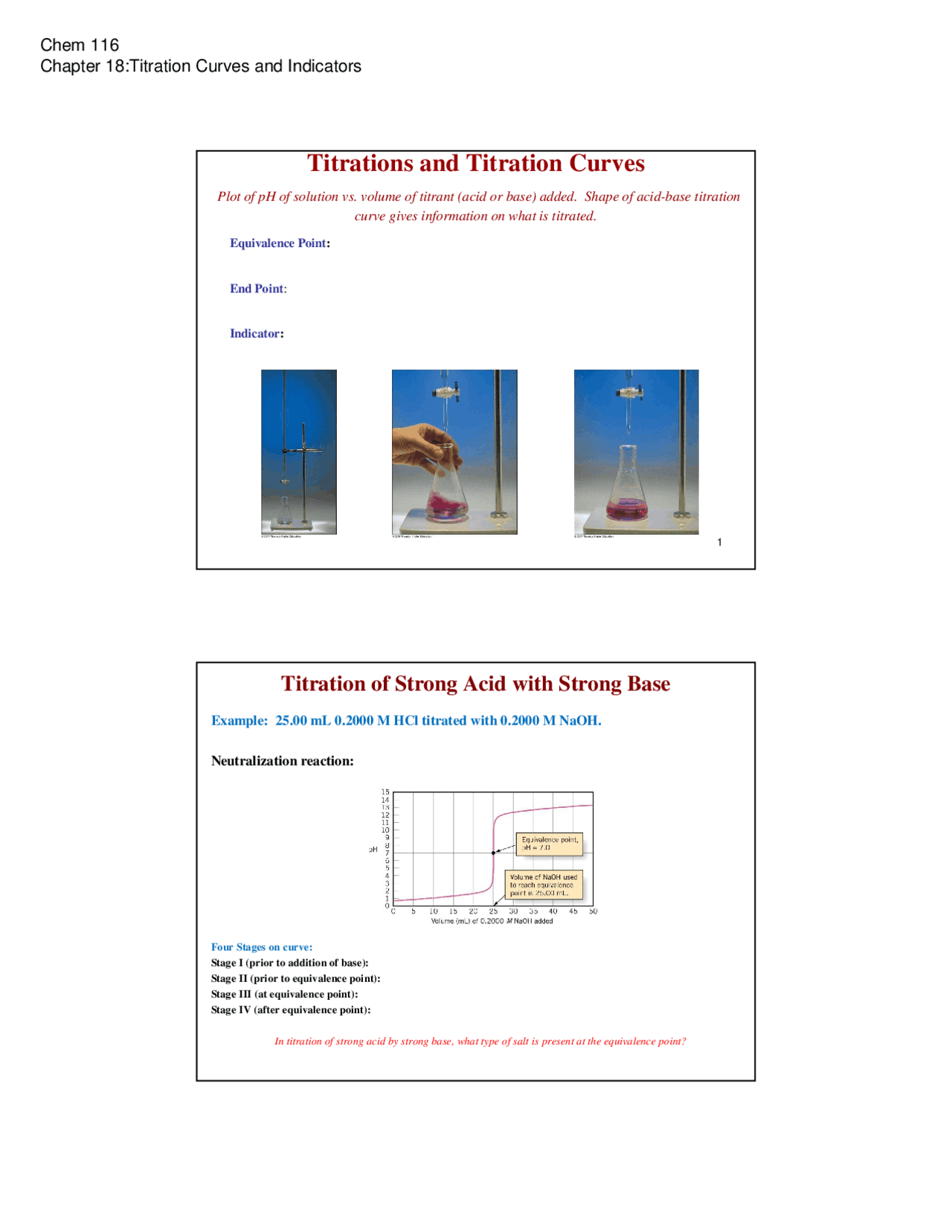 Titrations and Titration Curves Exams Chemistry Docsity