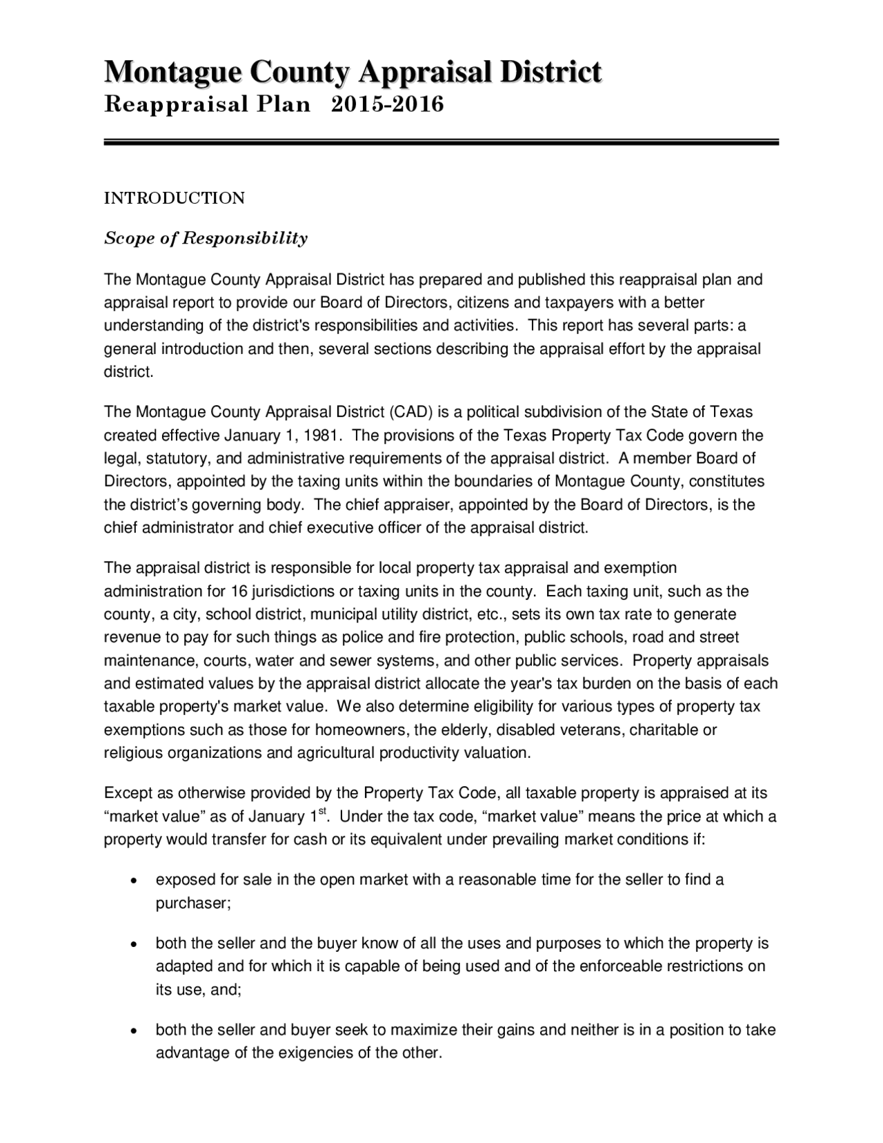 Montague County Appraisal District | Study notes Business | Docsity