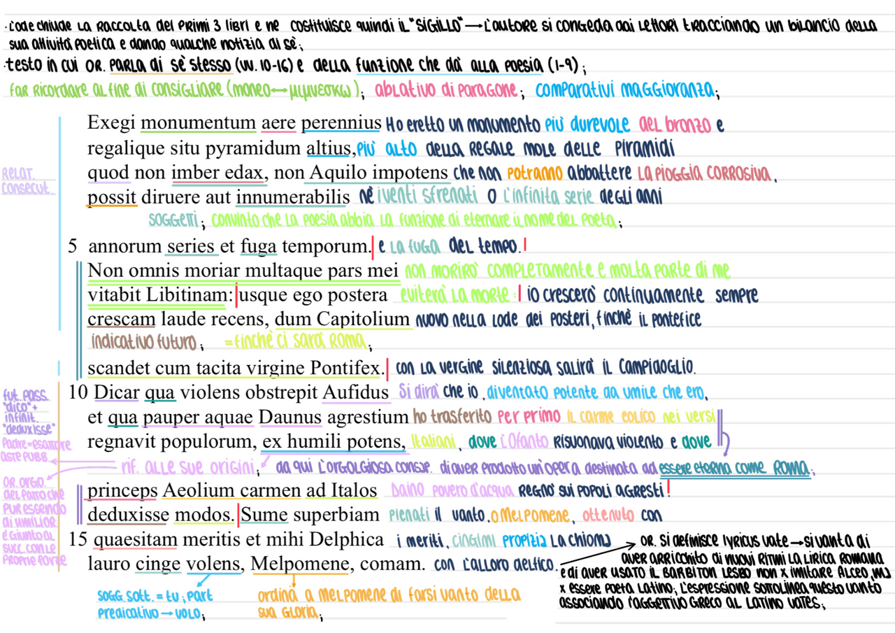 “IL SIGILLO” ORAZIO, analisi e traduzione | Versioni di Latino | Docsity
