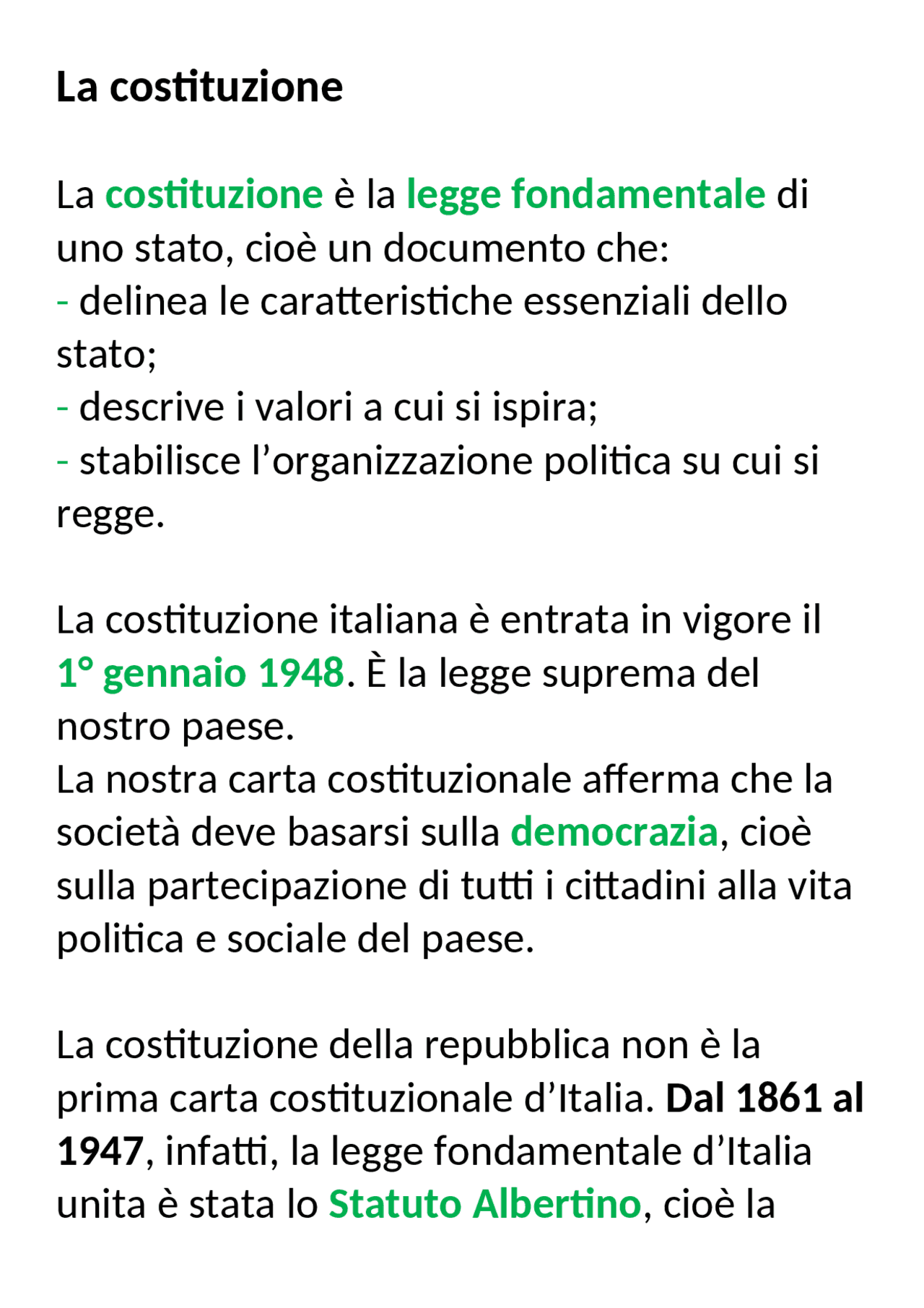 La Costituzione, dopo lo Statuto Albertino Guide, Progetti e Ricerche