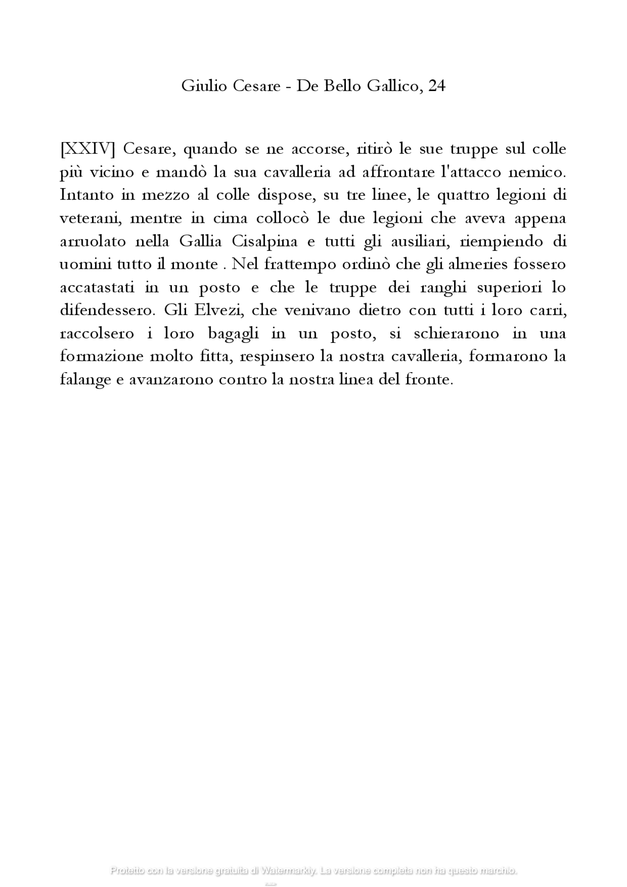 Giulio Cesare - De Bello Gallico, 24 | Versioni di Latino | Docsity