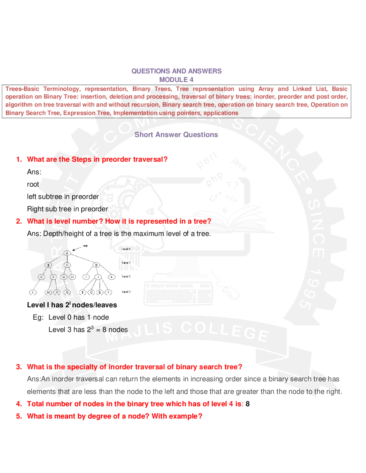 Data Structure notes. | Exercises Data Structures and Algorithms | Docsity
