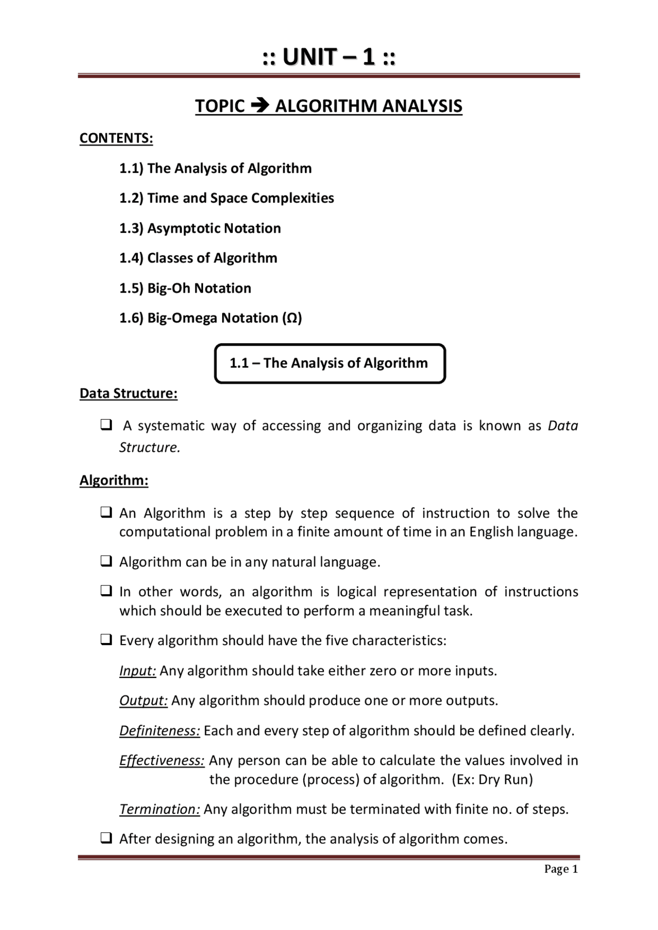 Notes on Algorithm Analysis | Study notes Algorithms and Programming ...