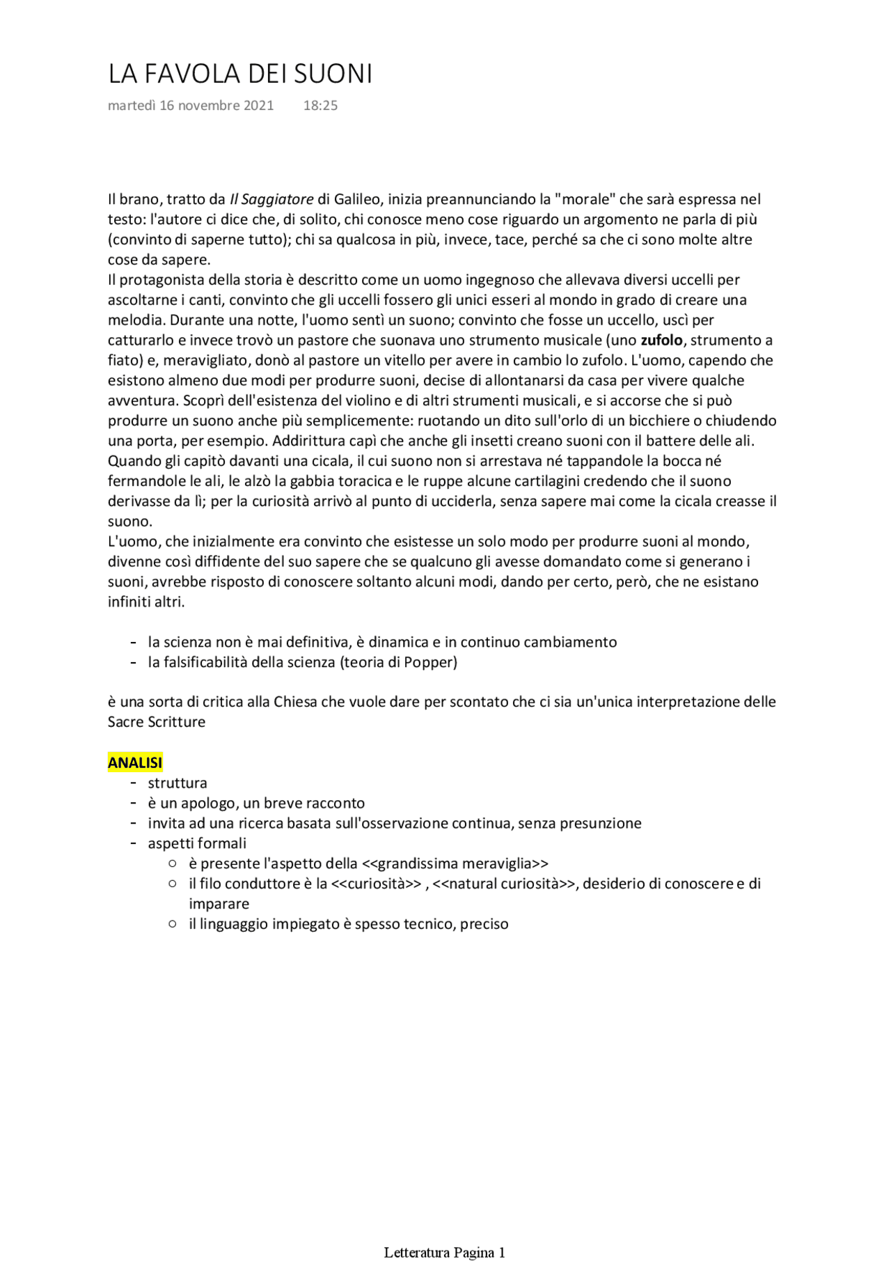 Galilei La favola dei suoni Schemi e mappe concettuali di Italiano