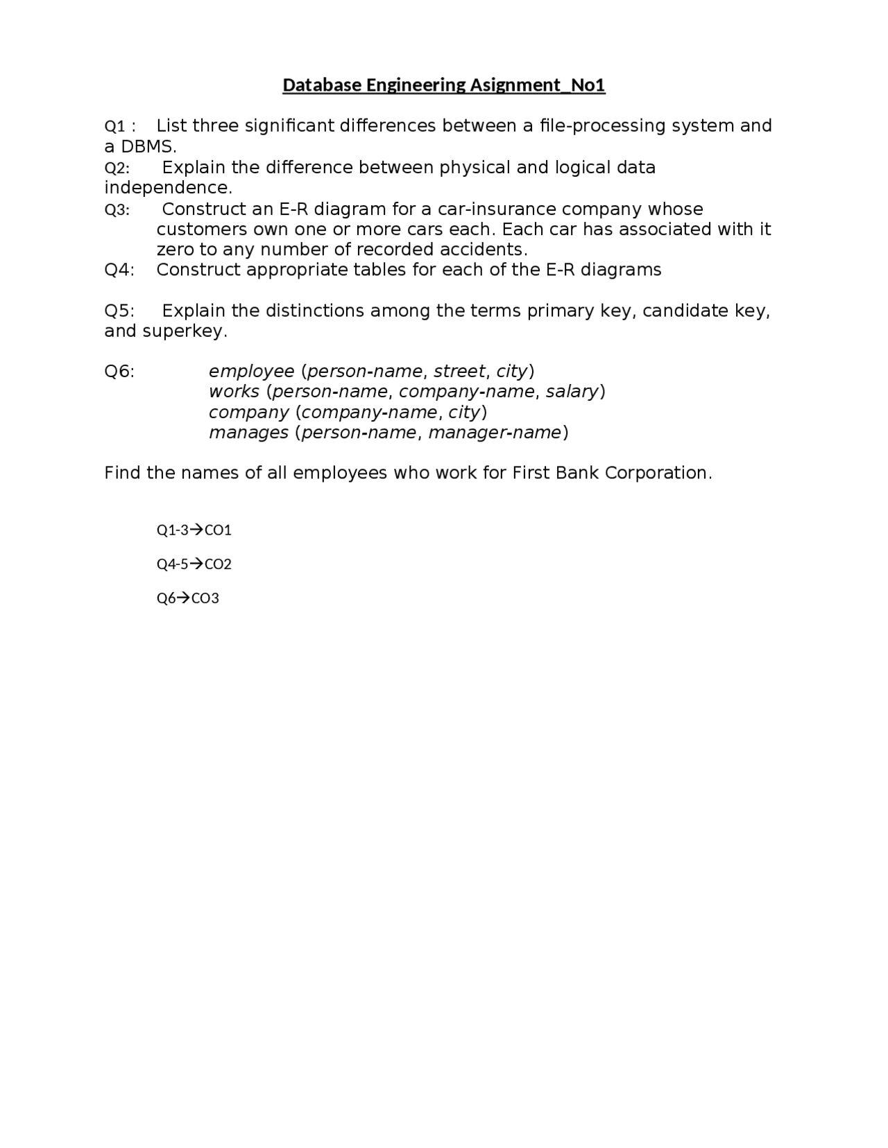 Database Management System Assignment | Assignments Database Management ...