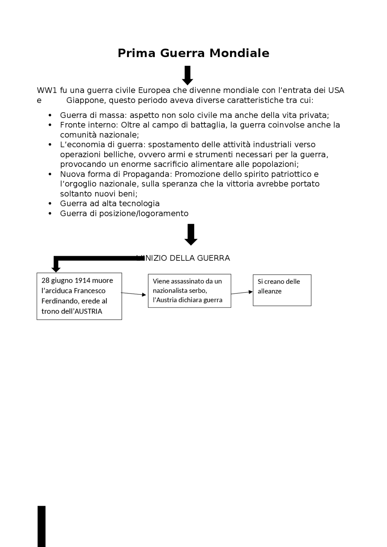 Schema Prima guerra mondiale | Schemi e mappe concettuali di Storia ...