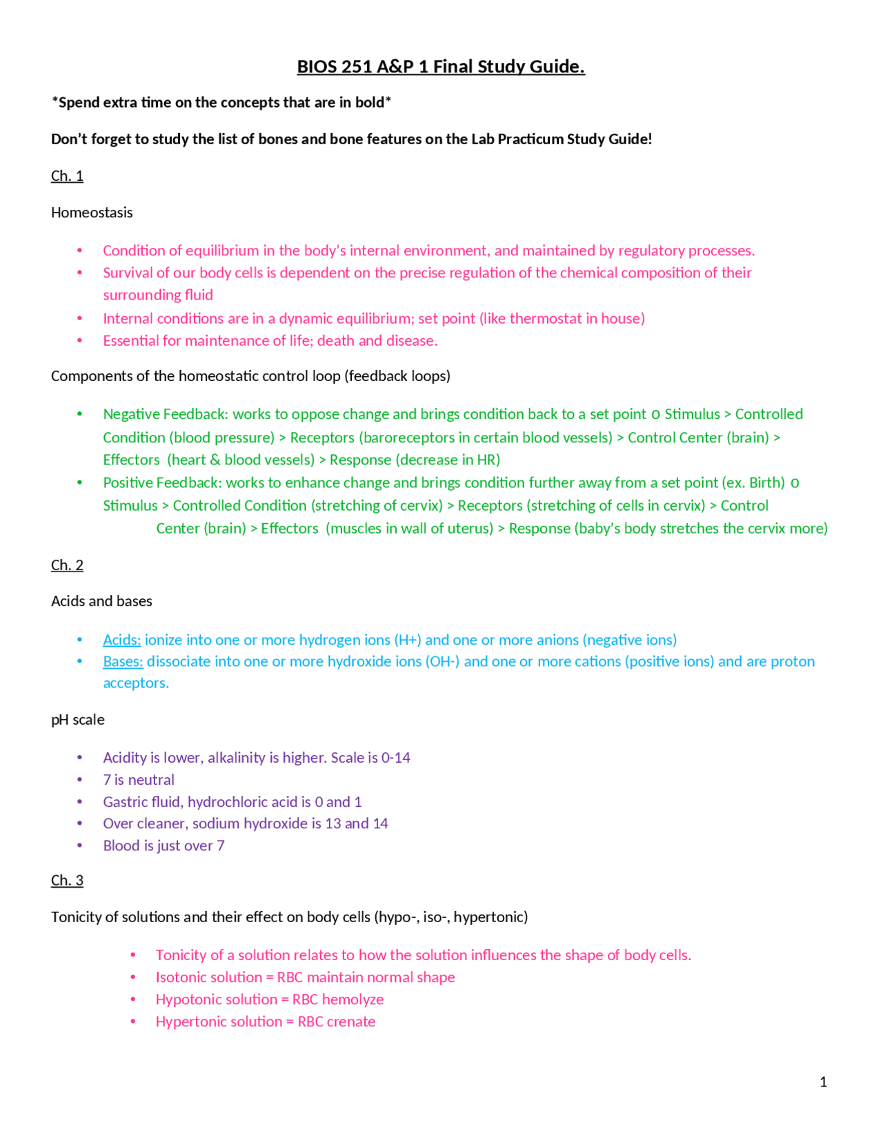 BIOS 251 Final Exam Study Guide ( Version 2) | Exams Biology | Docsity