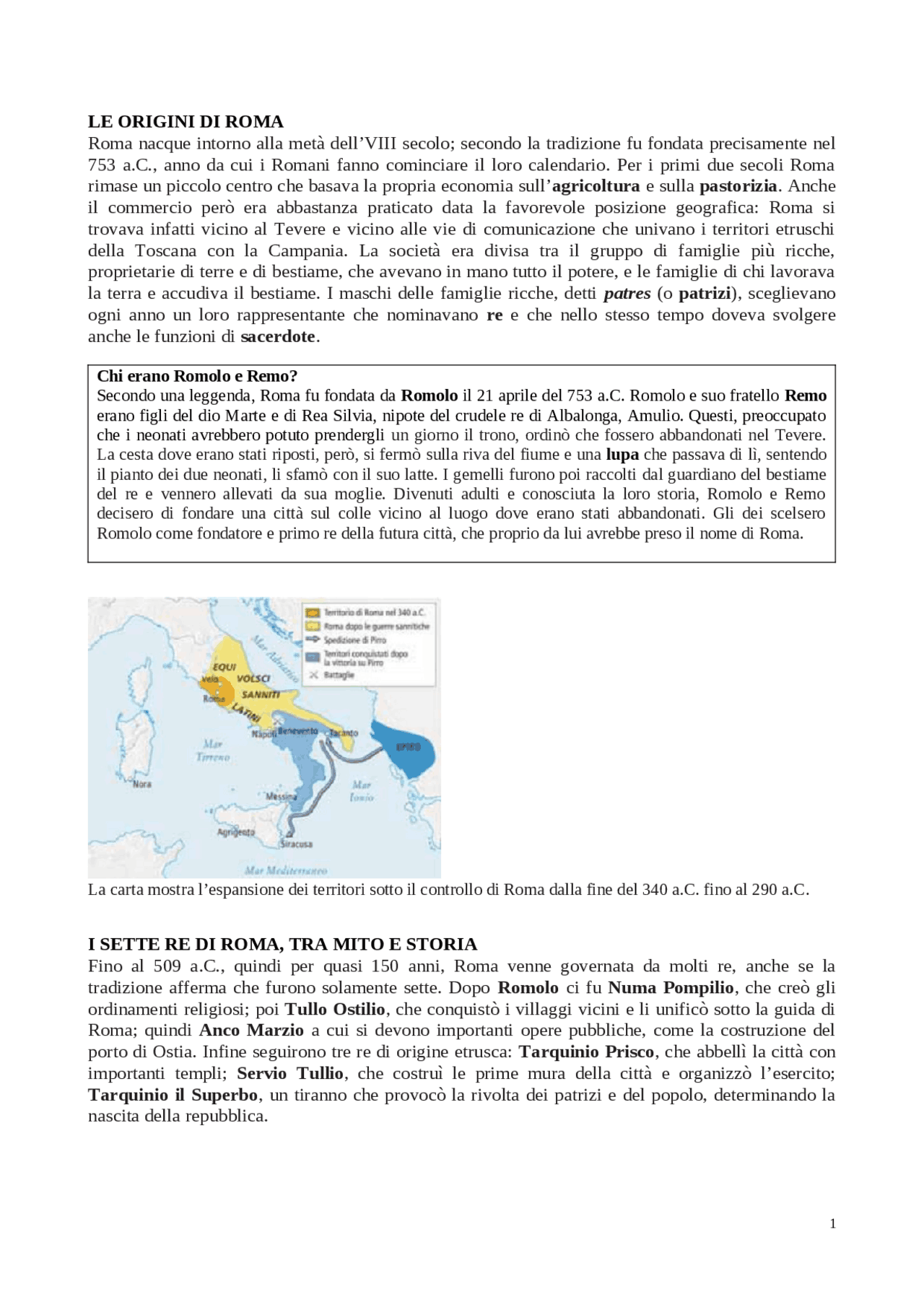 Le origini di Roma_storia romana | Schemi e mappe concettuali di Storia ...