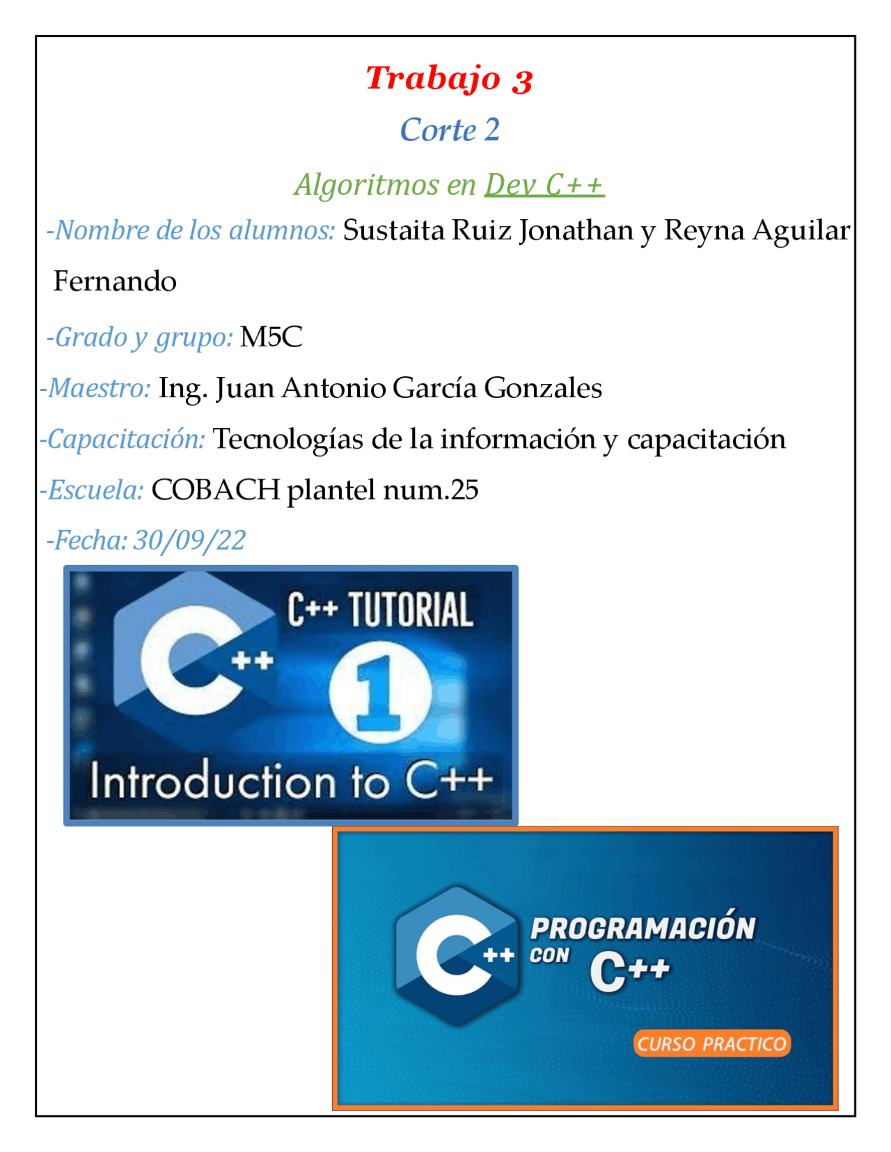 Ejemplos de códigos en dev c++ | Ejercicios de Tecnologías de la ...