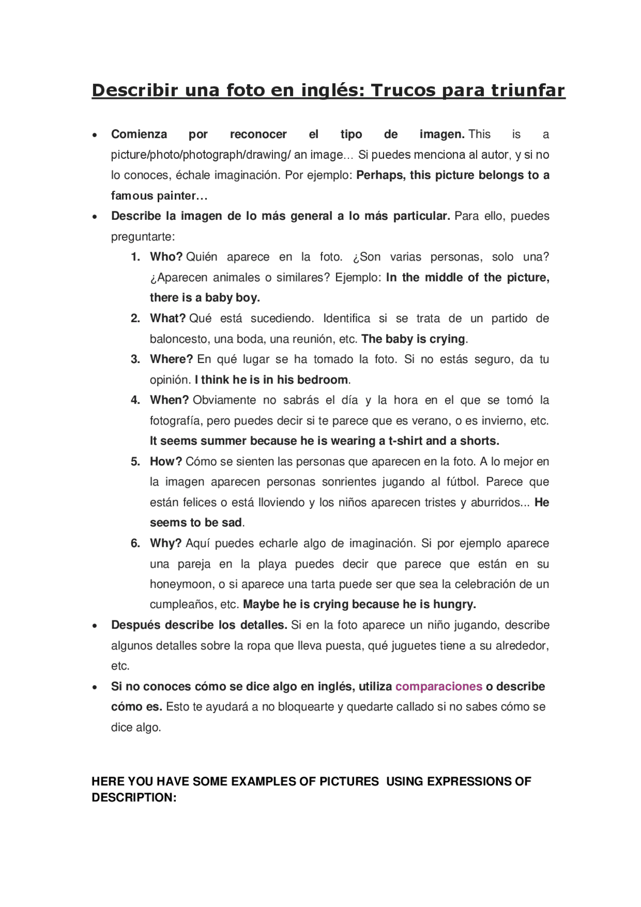 Describir una foto en inglés: Trucos para triunfar | Monografías ...