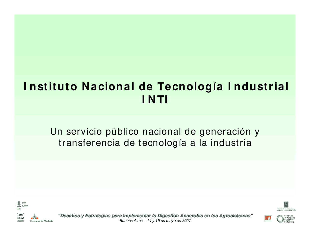 Instituto Nacional de Tecnología Industrial INTI Esquemas y mapas