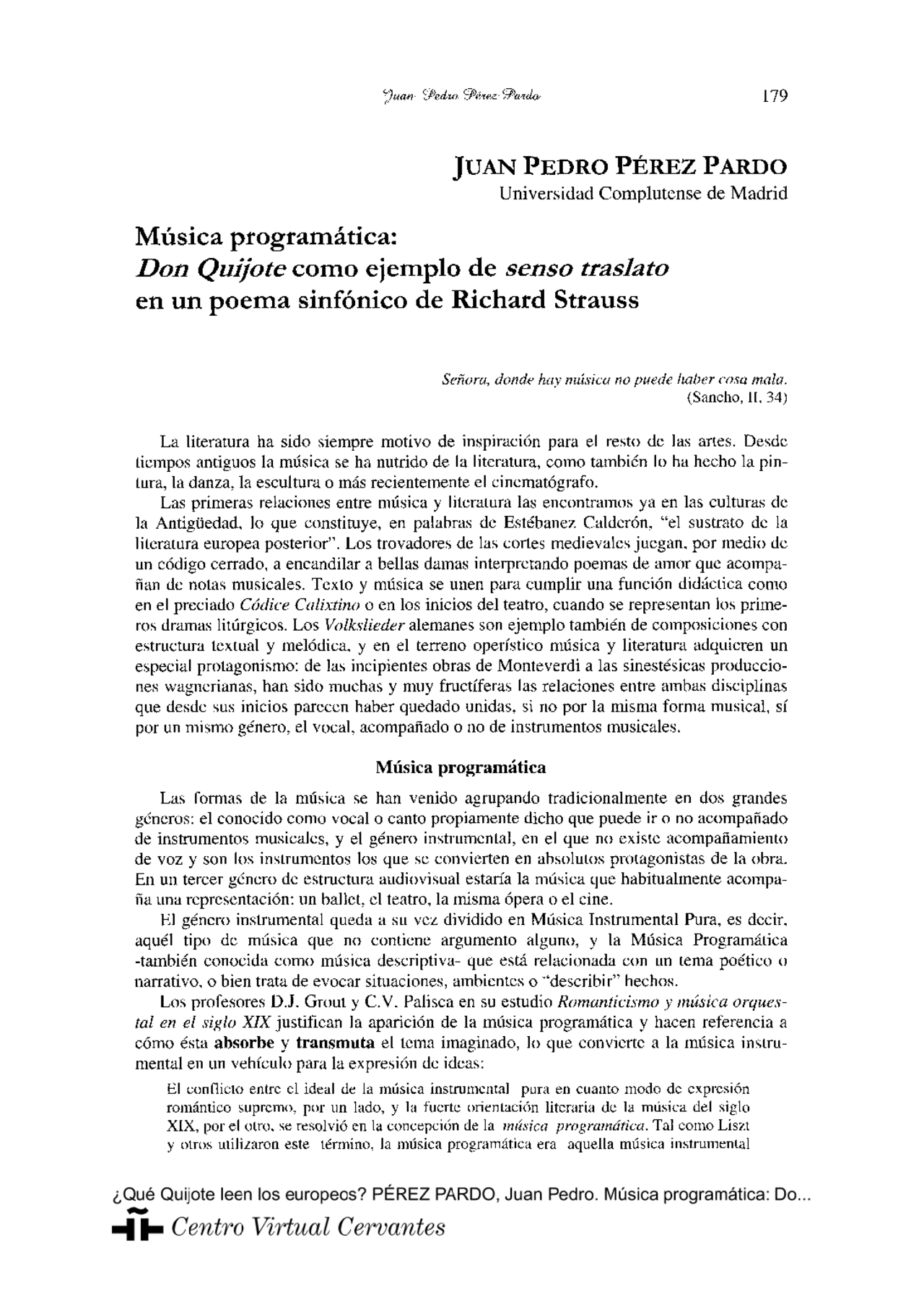 Música programática: Don Quijote como ejemplo de senso ...