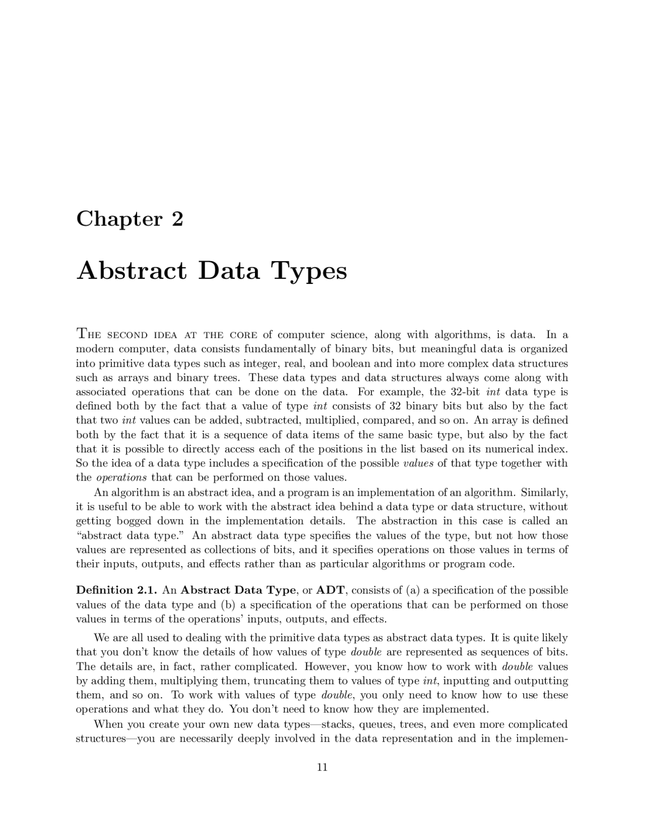 Chapter 2: Abstract Data Types | Study notes Computer science | Docsity