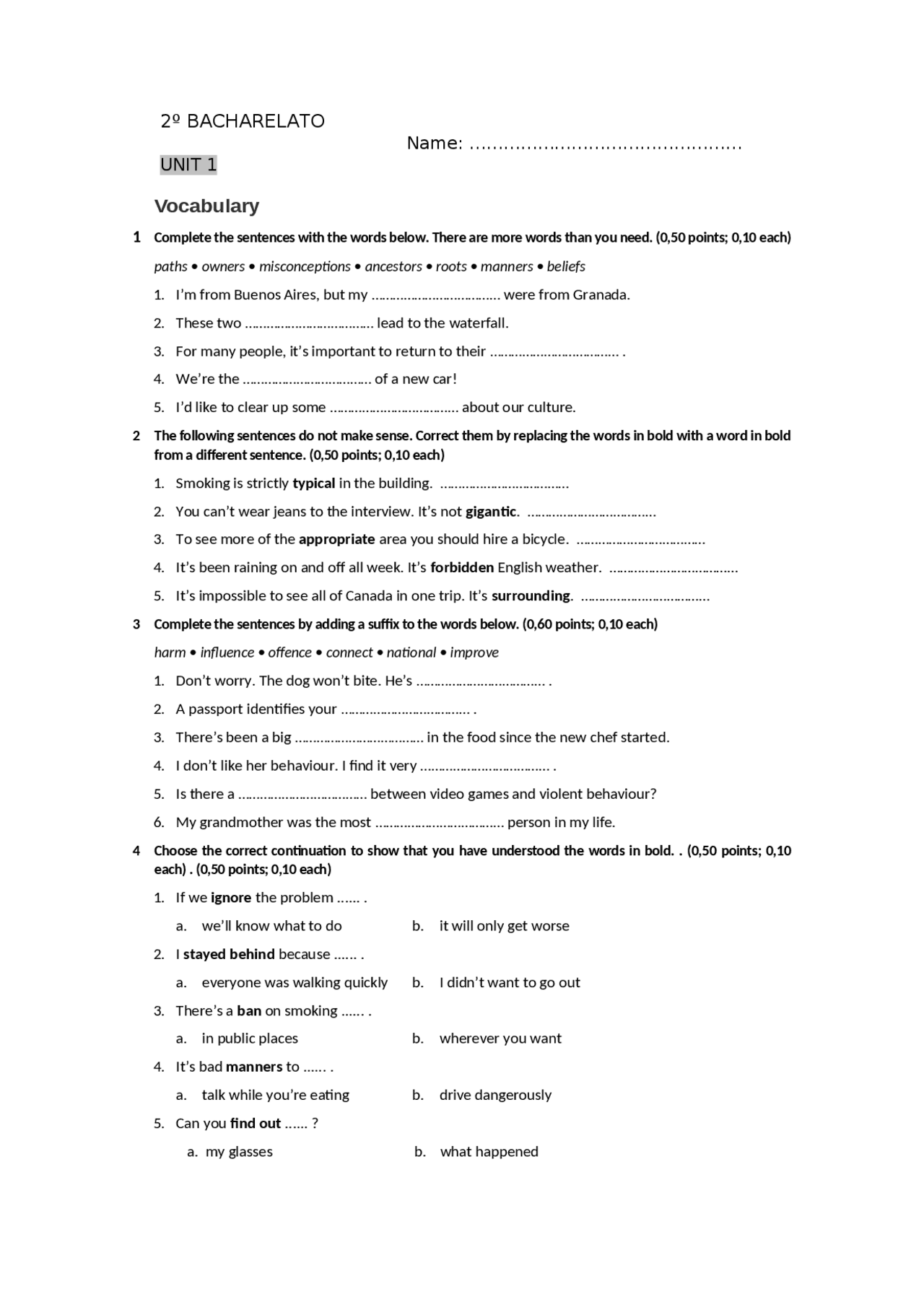 ejercicios para repasar los contenidos de ingles | Exámenes de Inglés ...