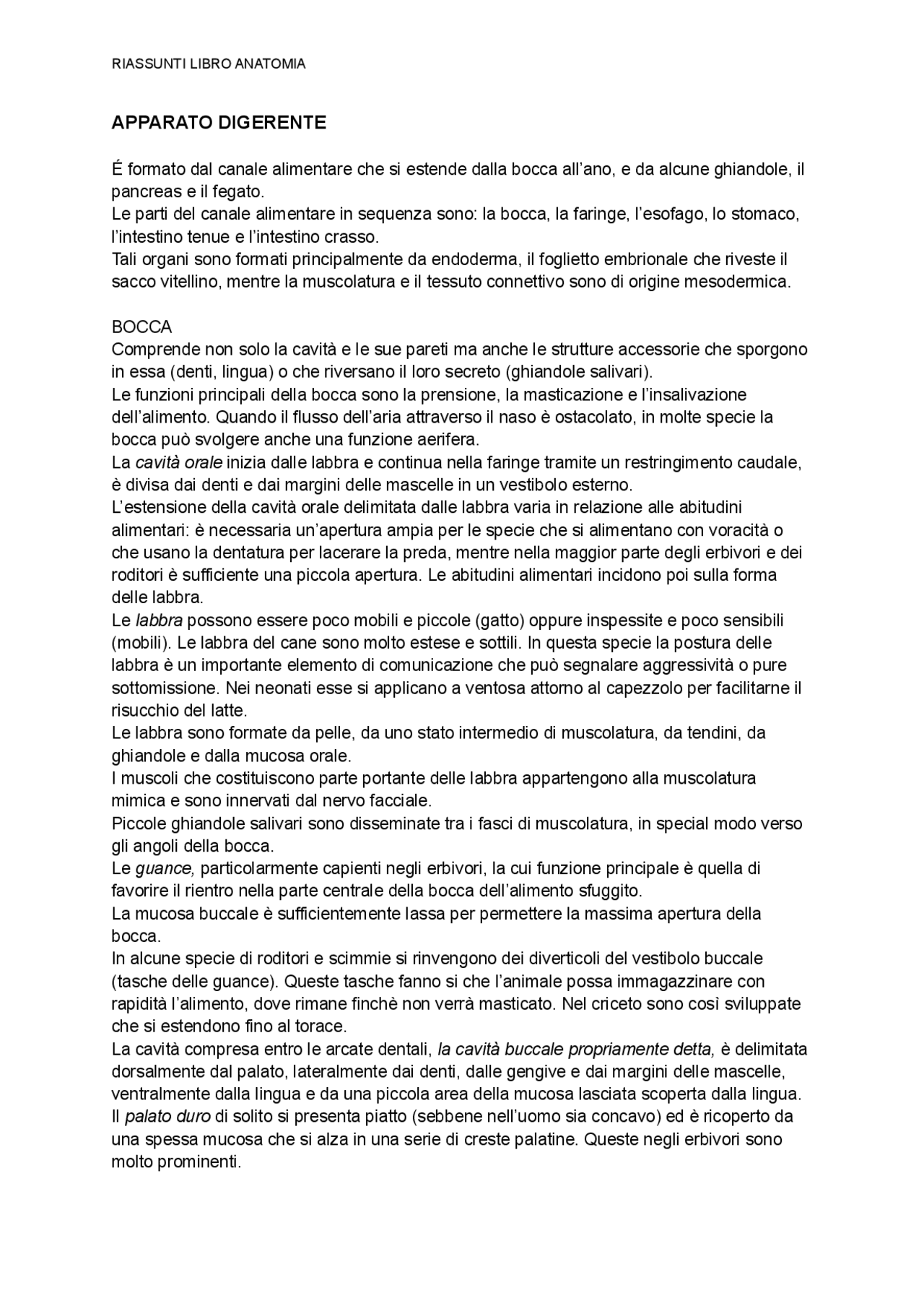 Riassunti Libro Anatomia Veterinaria Sintesi Del Corso Di Anatomia