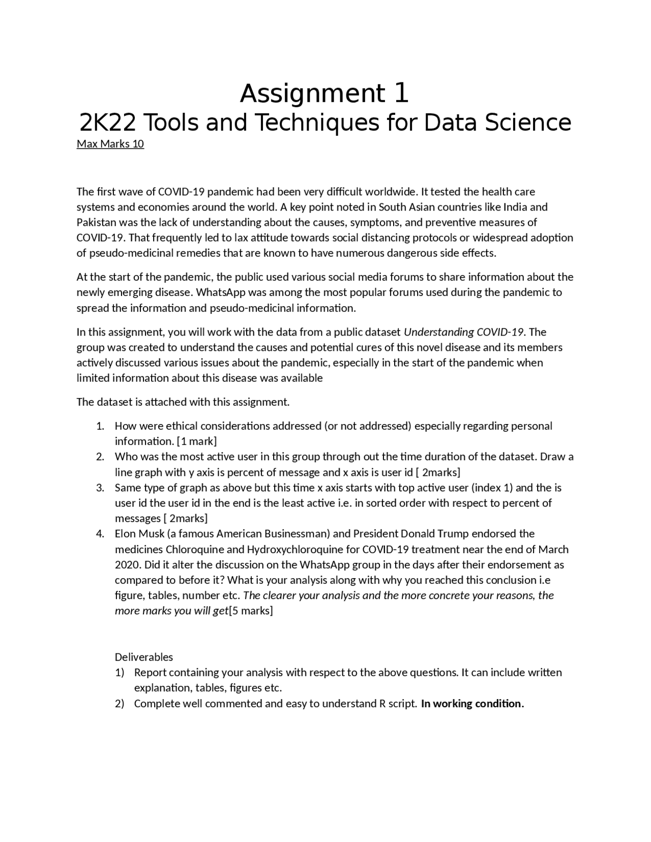 Assignment Number 1. Mathematical Methods For Data Science | Cheat ...