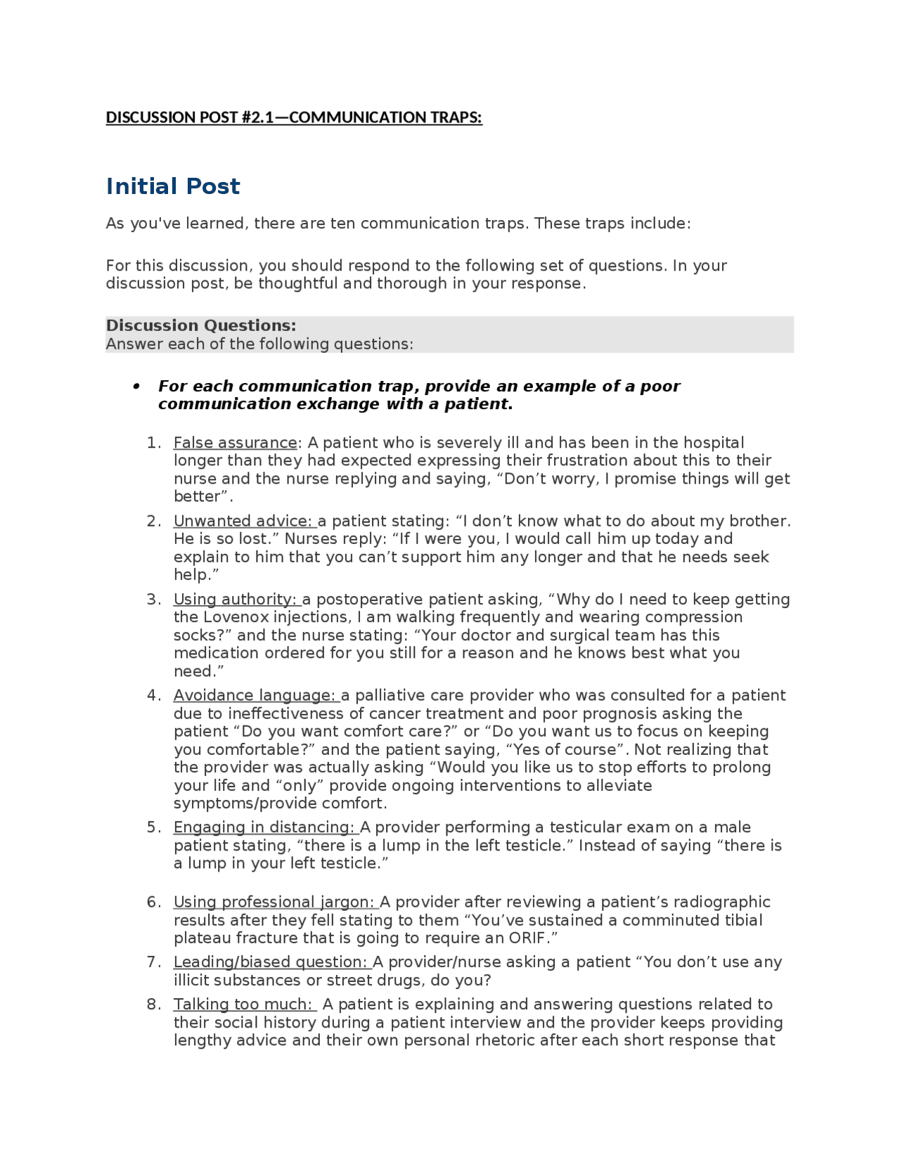 Discussion post response to health data and analysis course ...